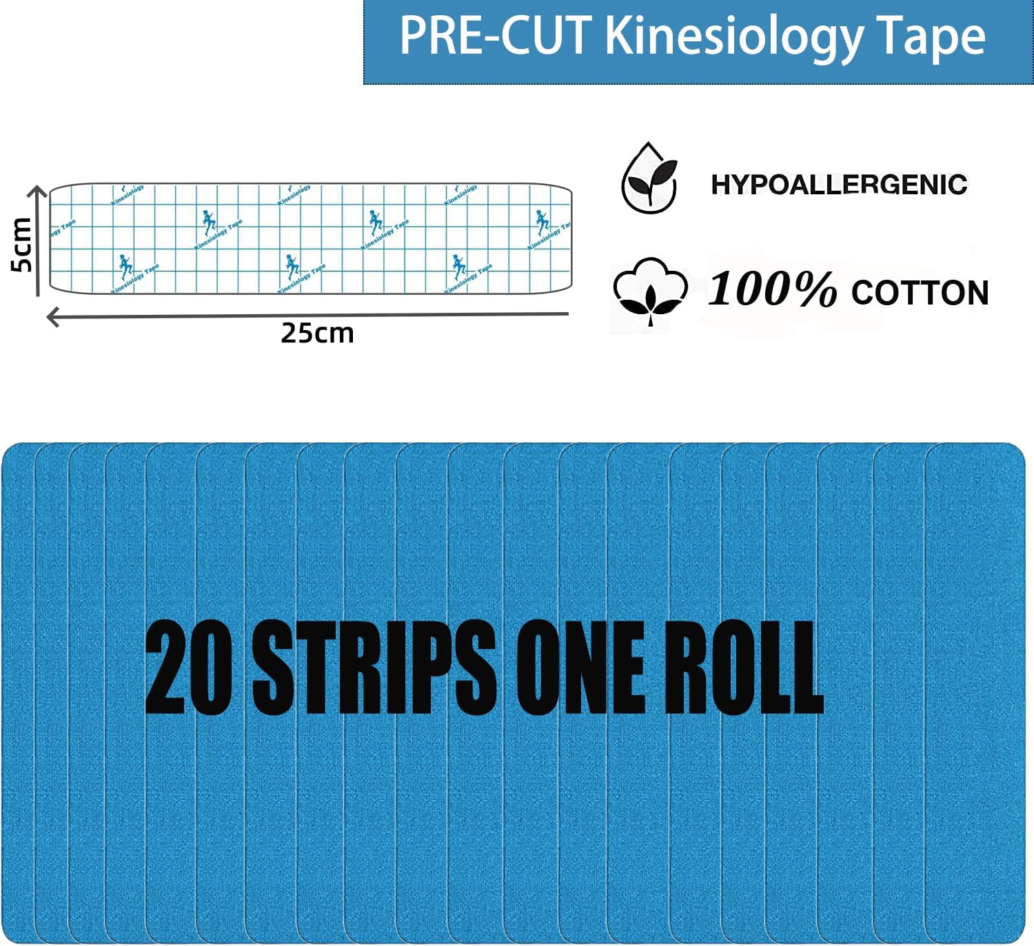 Detalle 2 de Kinesiology Tape Precut 3 Rolls 60 Strips