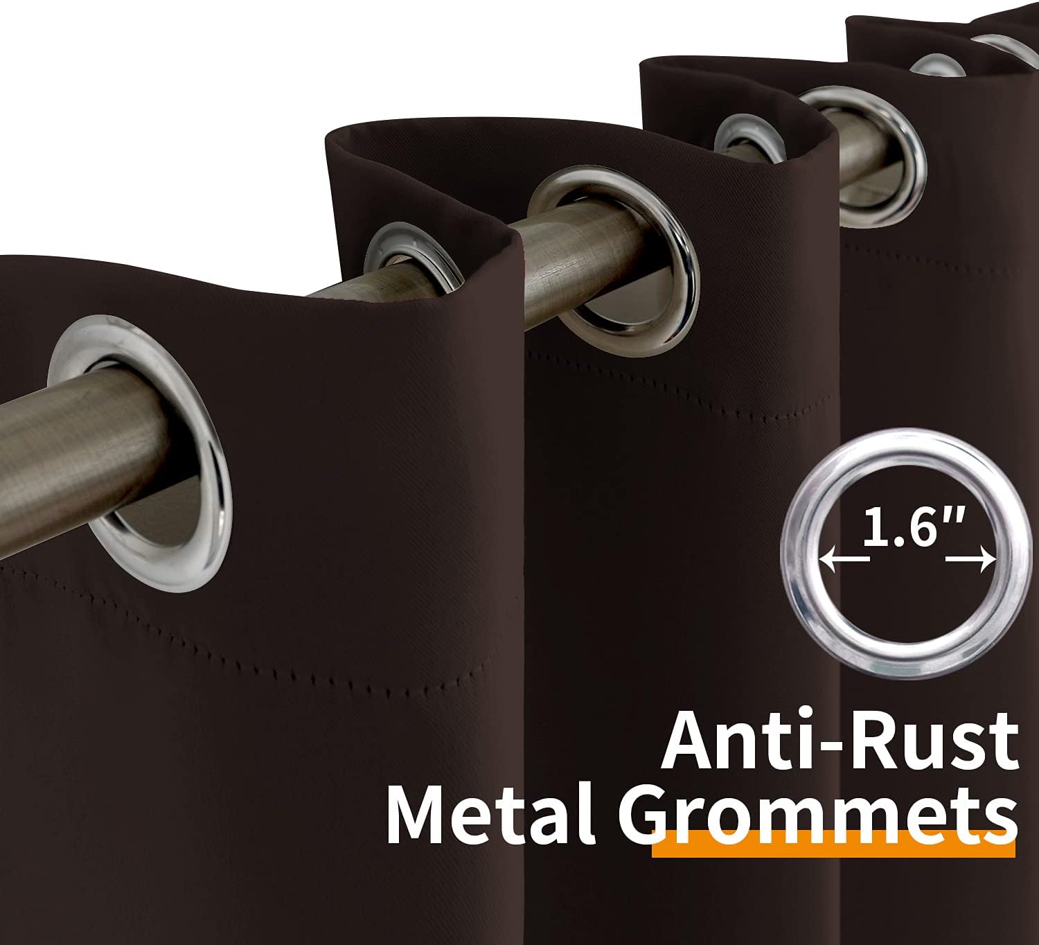 Detalle 1 de YoungsTex Brown Blackout Curtains, 2 Grommet Panels, 42 x 68 Inches