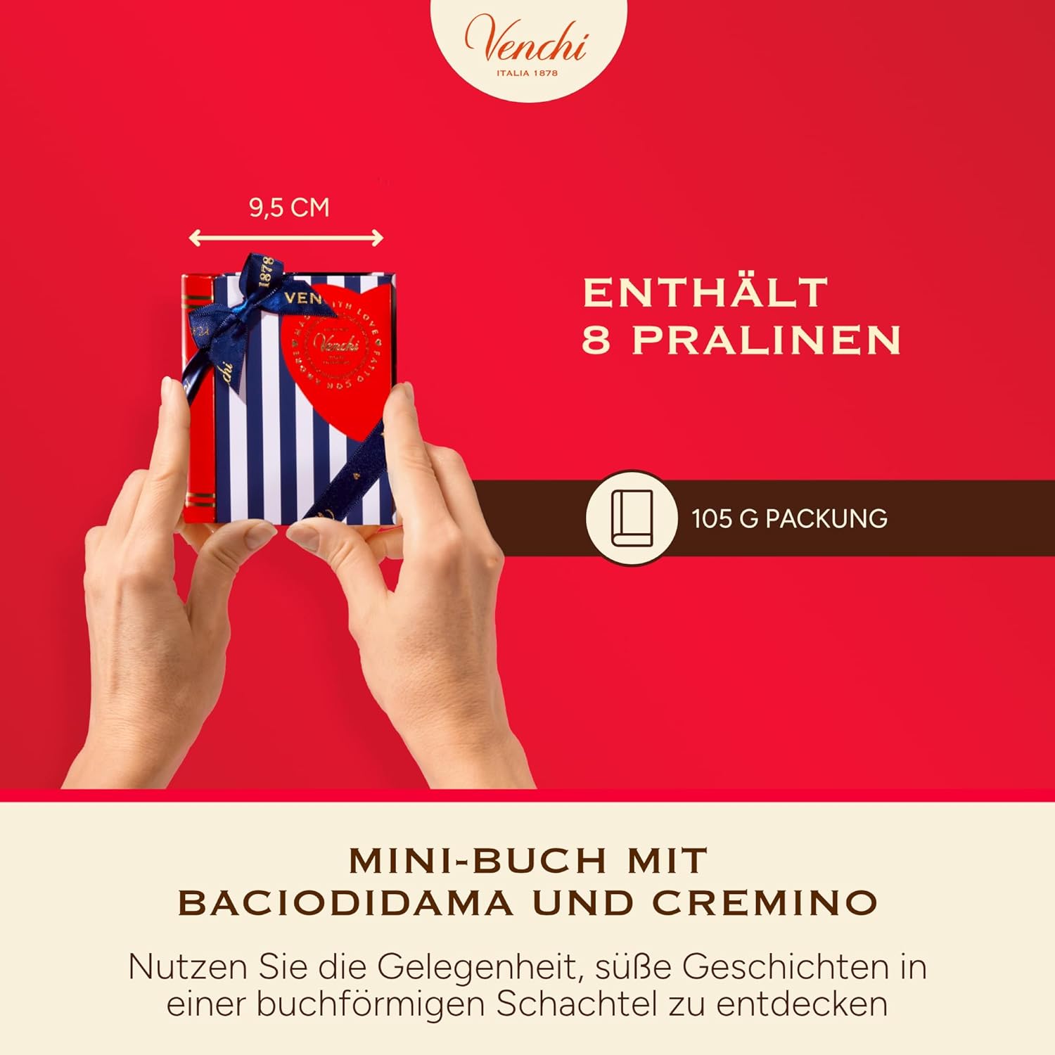 Thumbnail 3 de Venchi Mini-Buch mit 8 sortierten Pralinen (105 g) – glutenfrei, ohne Farb- und Konservierungsstoffe