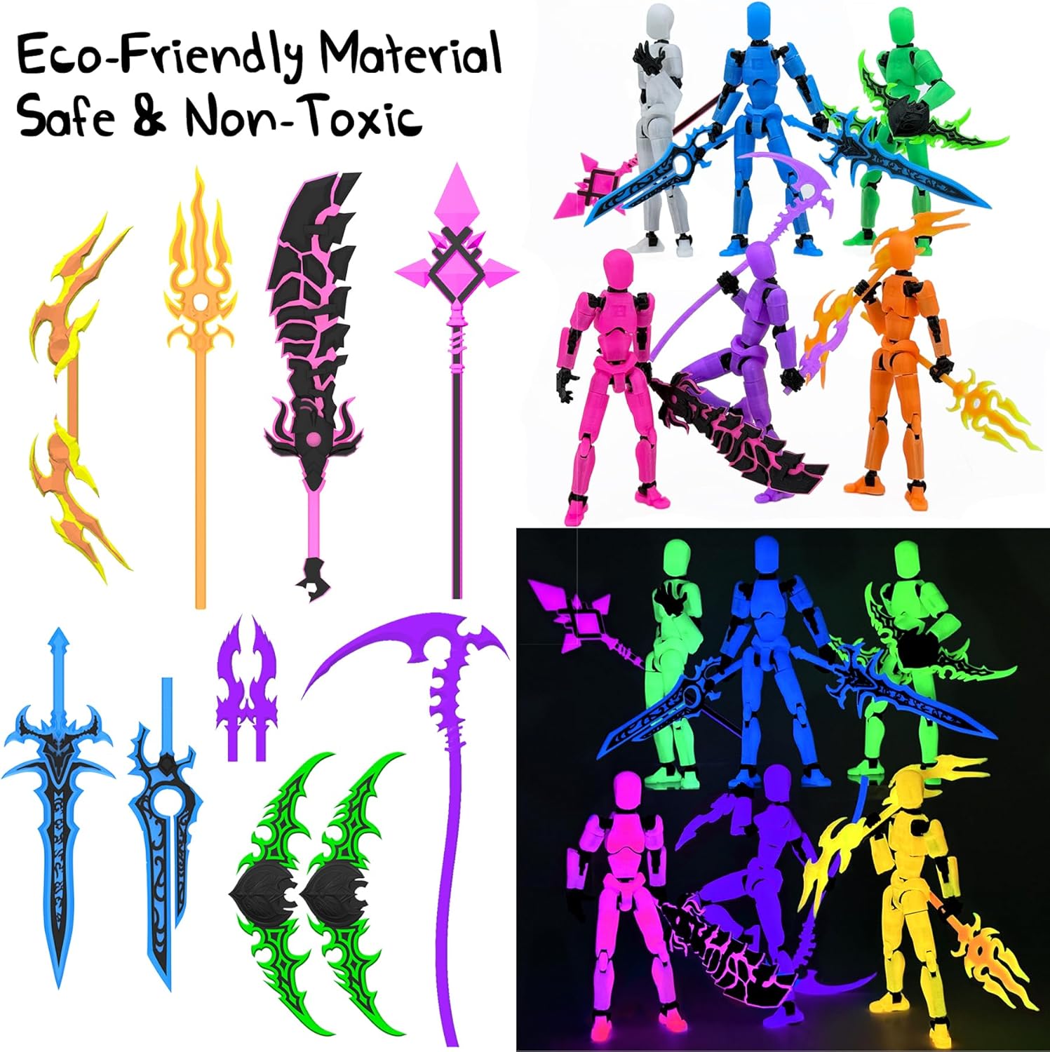 Thumbnail 1 de Glowing Titan 13 Action Figure Set (6-Pack) – Assembled with Glow Effects and Accessories
