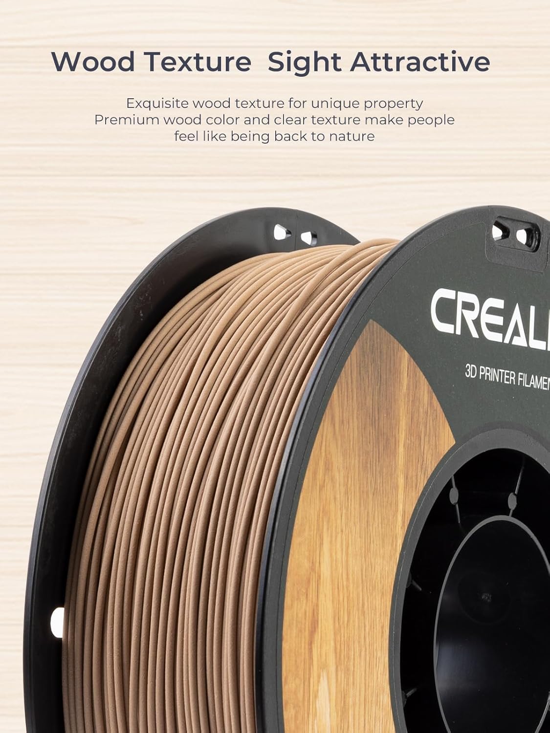 Thumbnail 2 de Creality Holzfilament 1,75 mm – CR PLA mit natürlicher Holztextur, 1 kg Spule, matte Oberfläche, ±0,02 mm Maßhaltigkeit