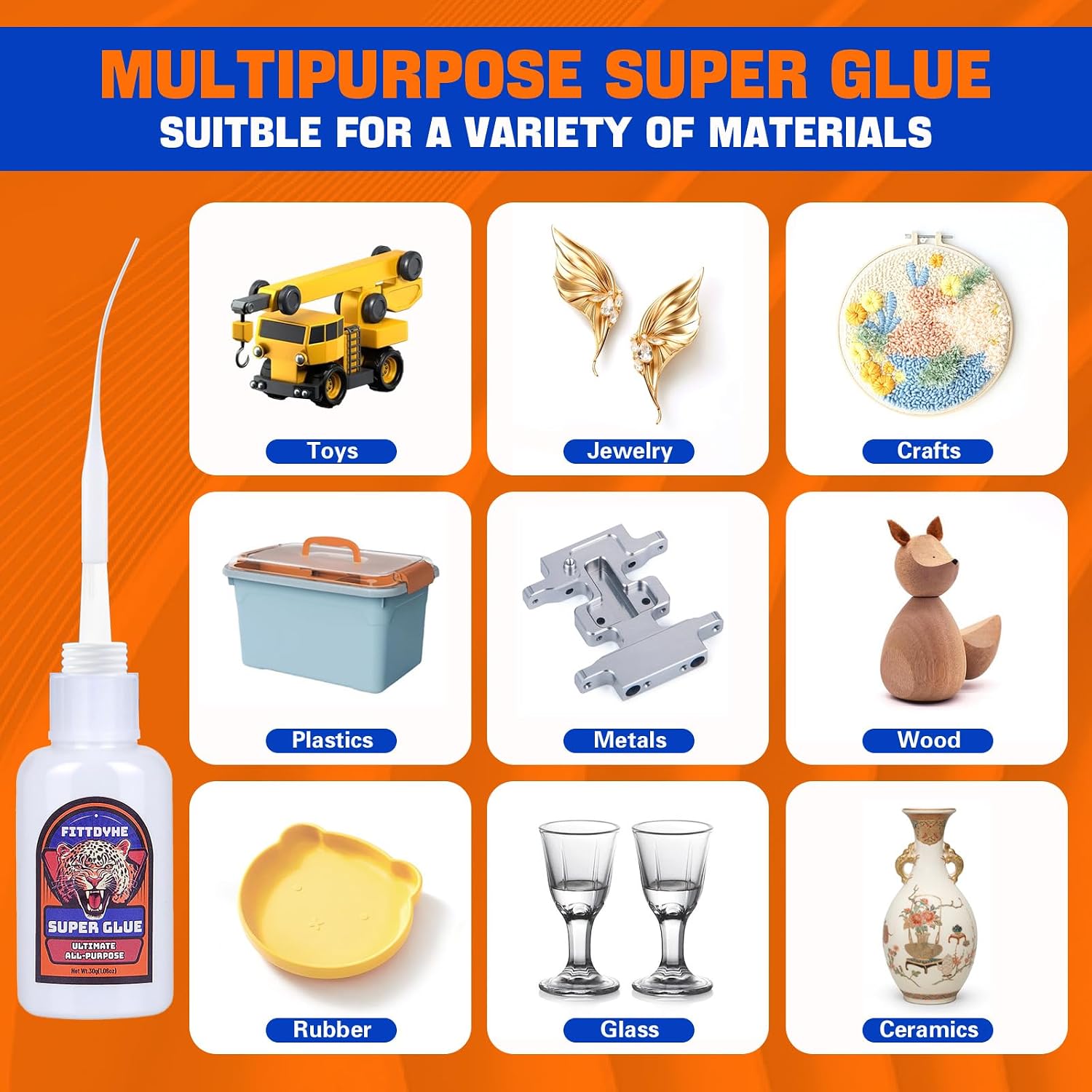 Detalle de FITTDYHE 30g Clear Super Glue, Fast-Drying Waterproof Liquid Adhesive