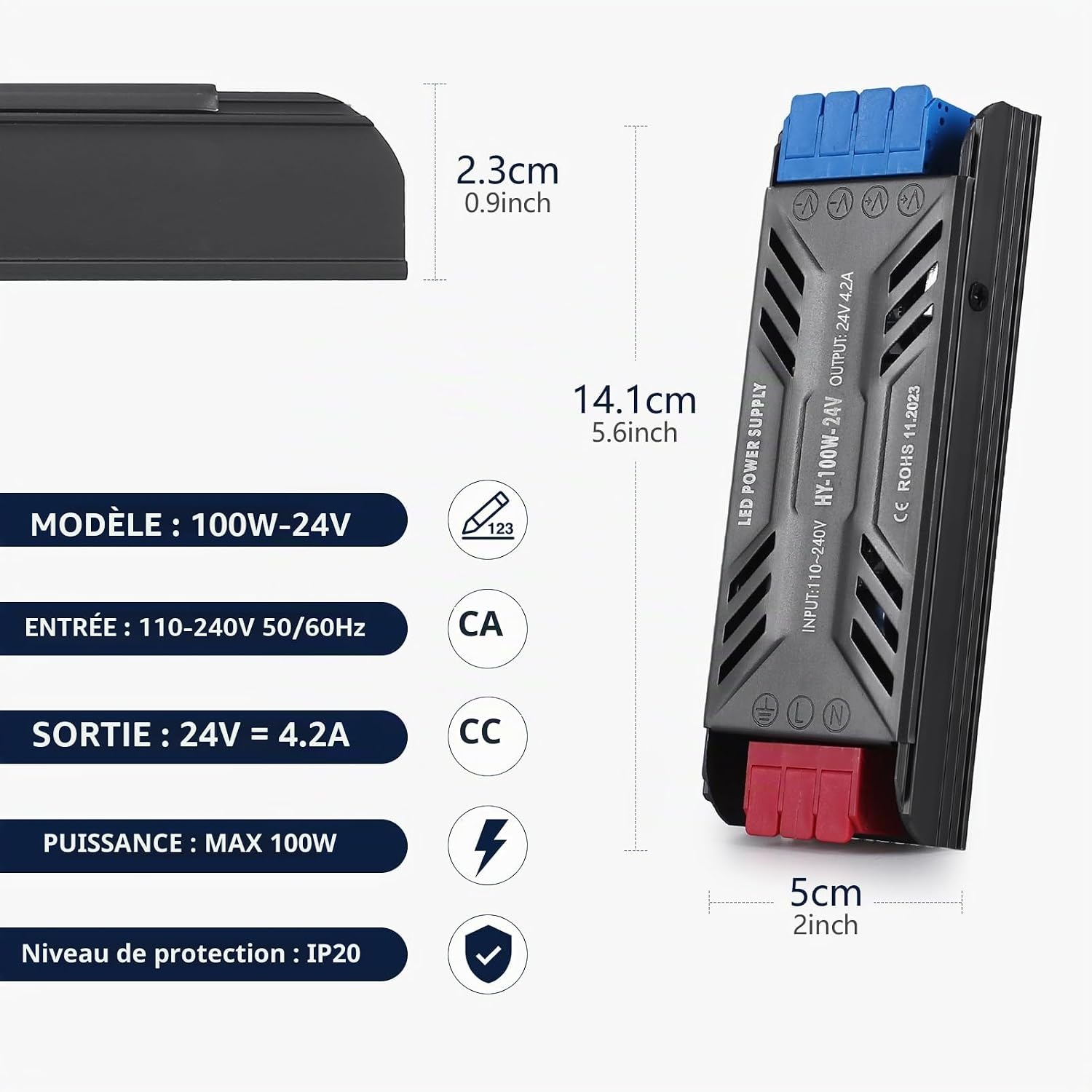 Detalle 2 de SUCIKORIO ledvoeding 24 V, 100 W en 4,2 A voor ledstrips