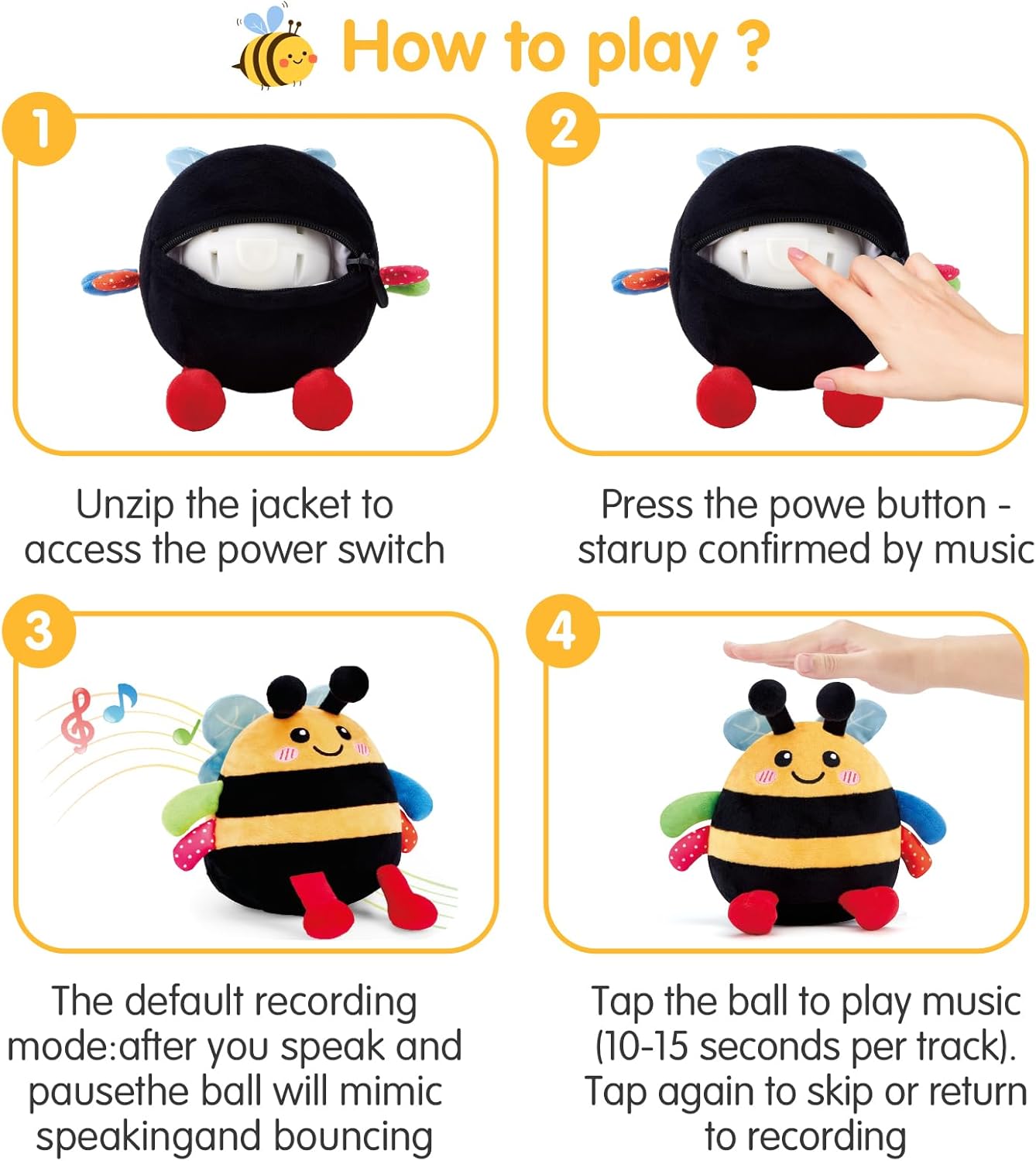 Thumbnail 4 de Hahaland 4‑in‑1 Dancing Bee Baby Toy for 6–12 Months 🐝?