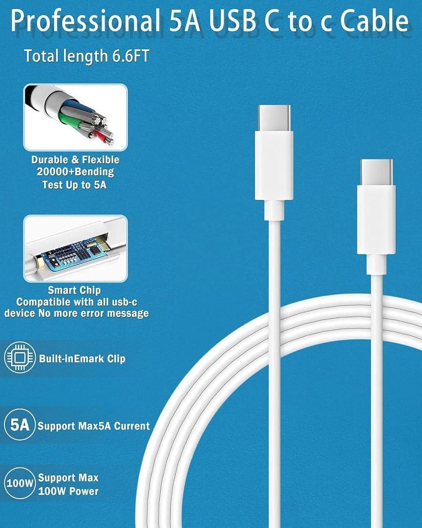 Detalle de UNAWUDOH SM65CF-01 100W USB-C Laptop Charger with 6.6-Foot Cable
