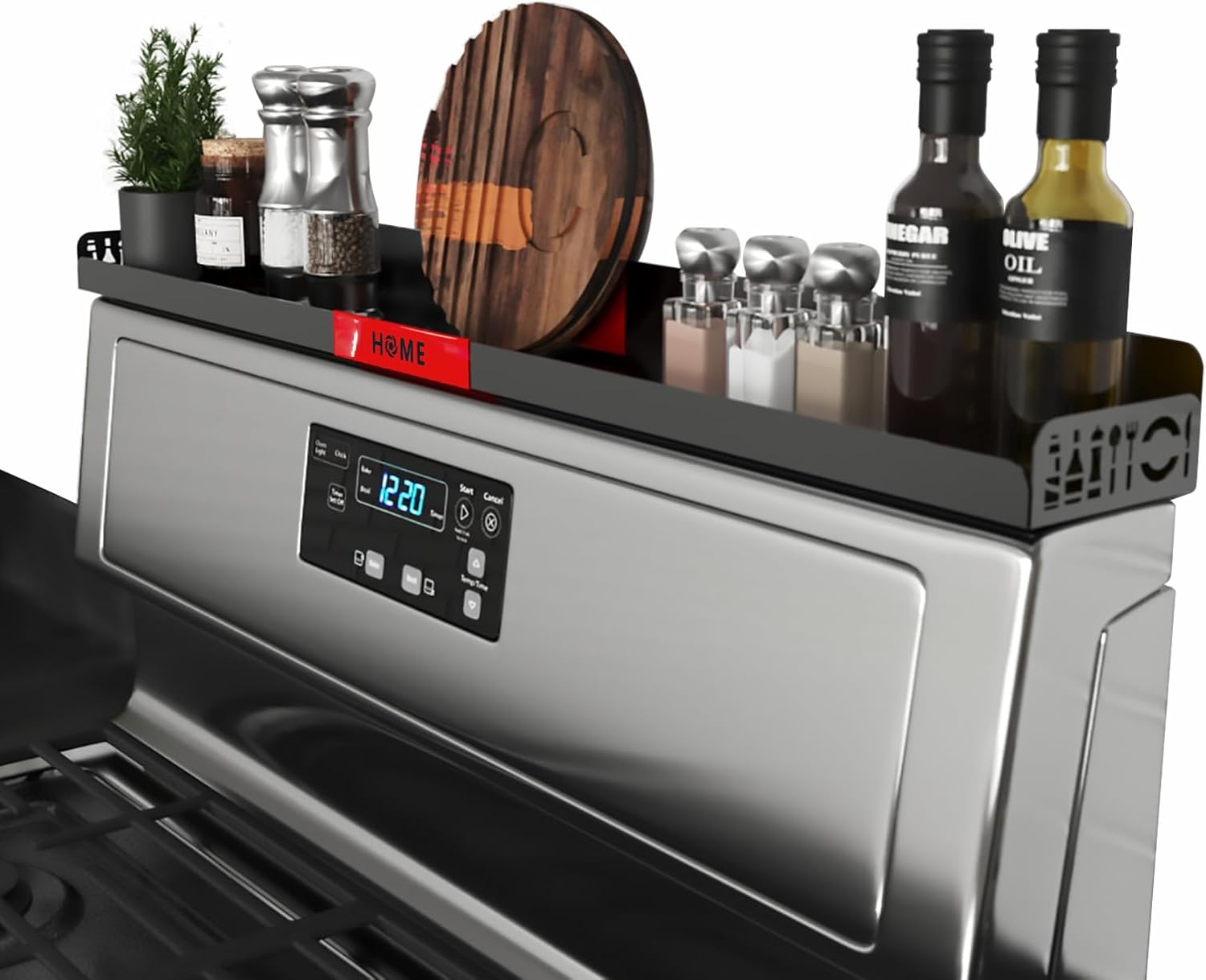 Thumbnail 6 de STUTOV 30" Magnetic Stove Top Shelf — Black Spice Rack & Seasoning Organizer