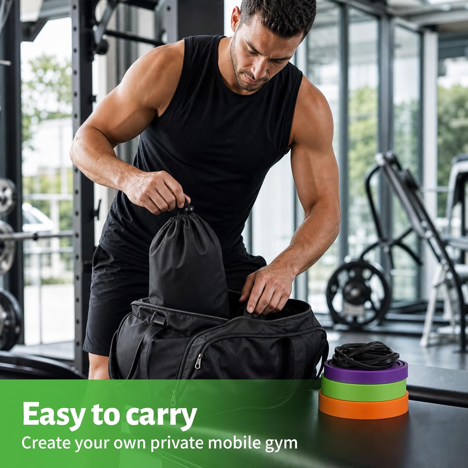 Thumbnail 6 de Fokky Elastici Fitness Set: 4 livelli di resistenza con ancoraggio porta e borsa