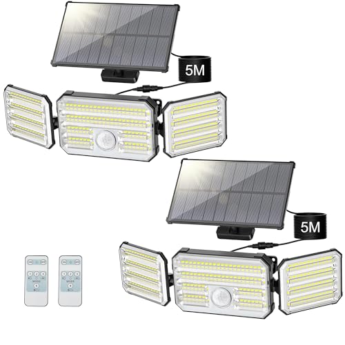 Detalle de Giliwosy Luces Solares Led Exterior Jardín con Sensor de Movimiento (2 Piezas) – 4 Modos, 7000K, IP67