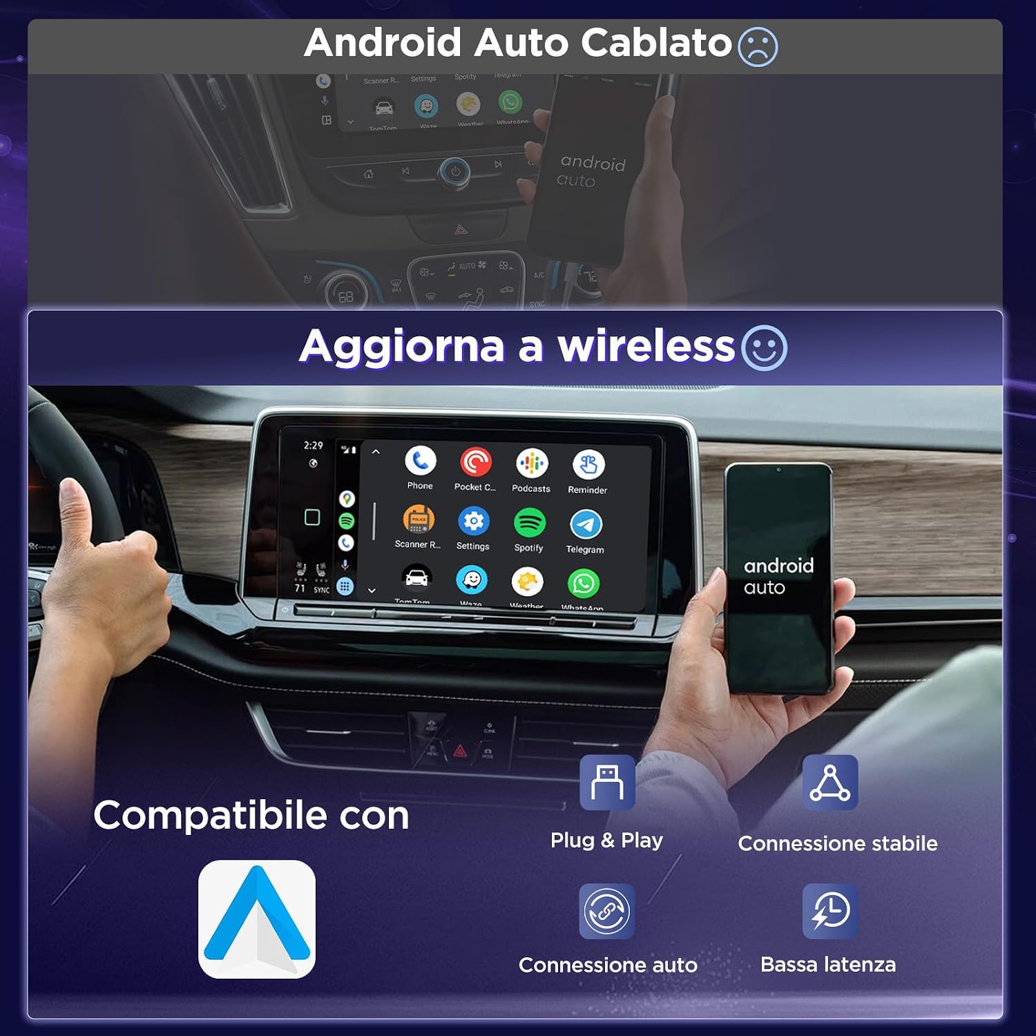 Detalle 2 de MSXTTLY U2AC-L9 Adattatore Android Auto wireless