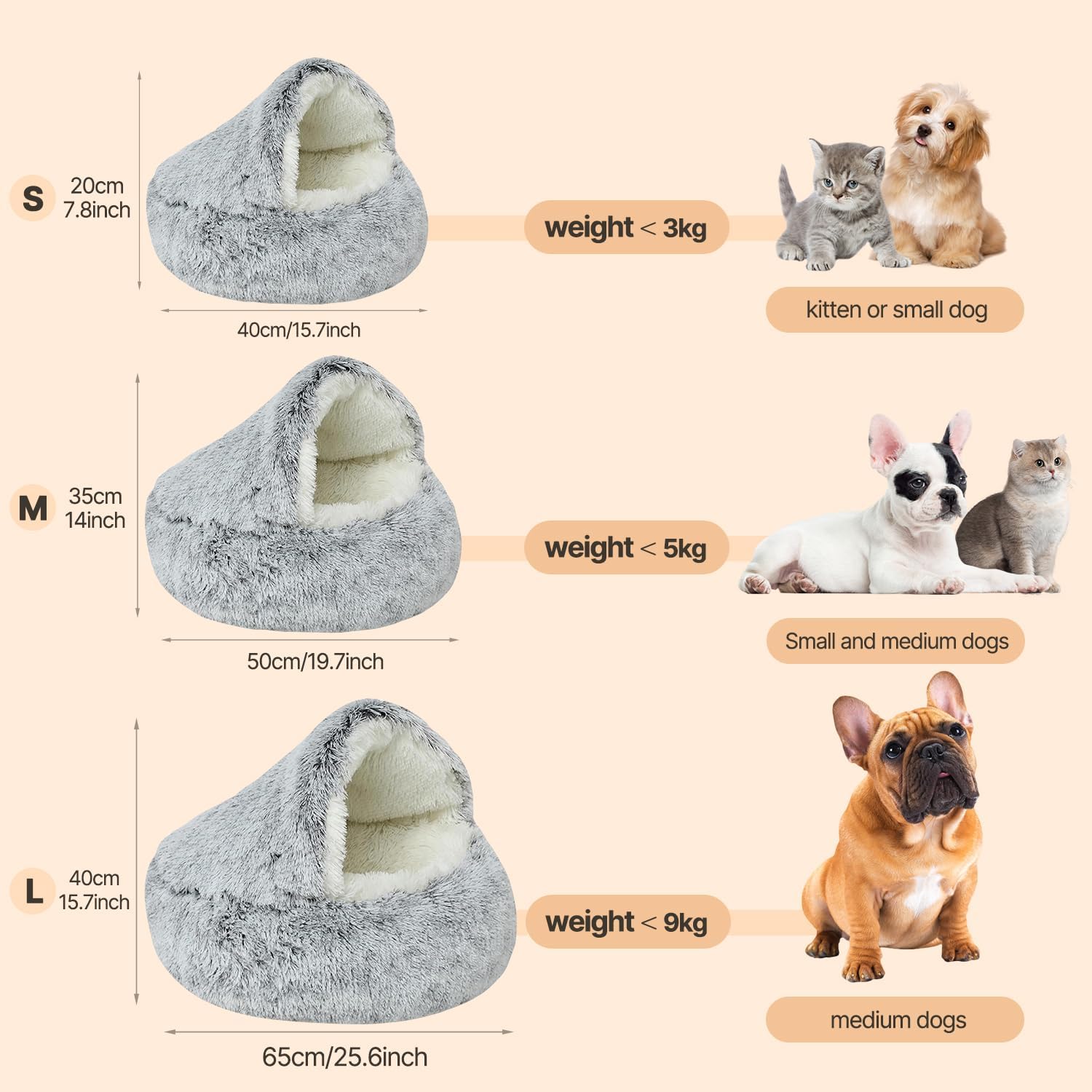 Detalle 2 de YUDANSI Cat Bed Cave: 2in1 Donut Nest for Small Indoor Pets