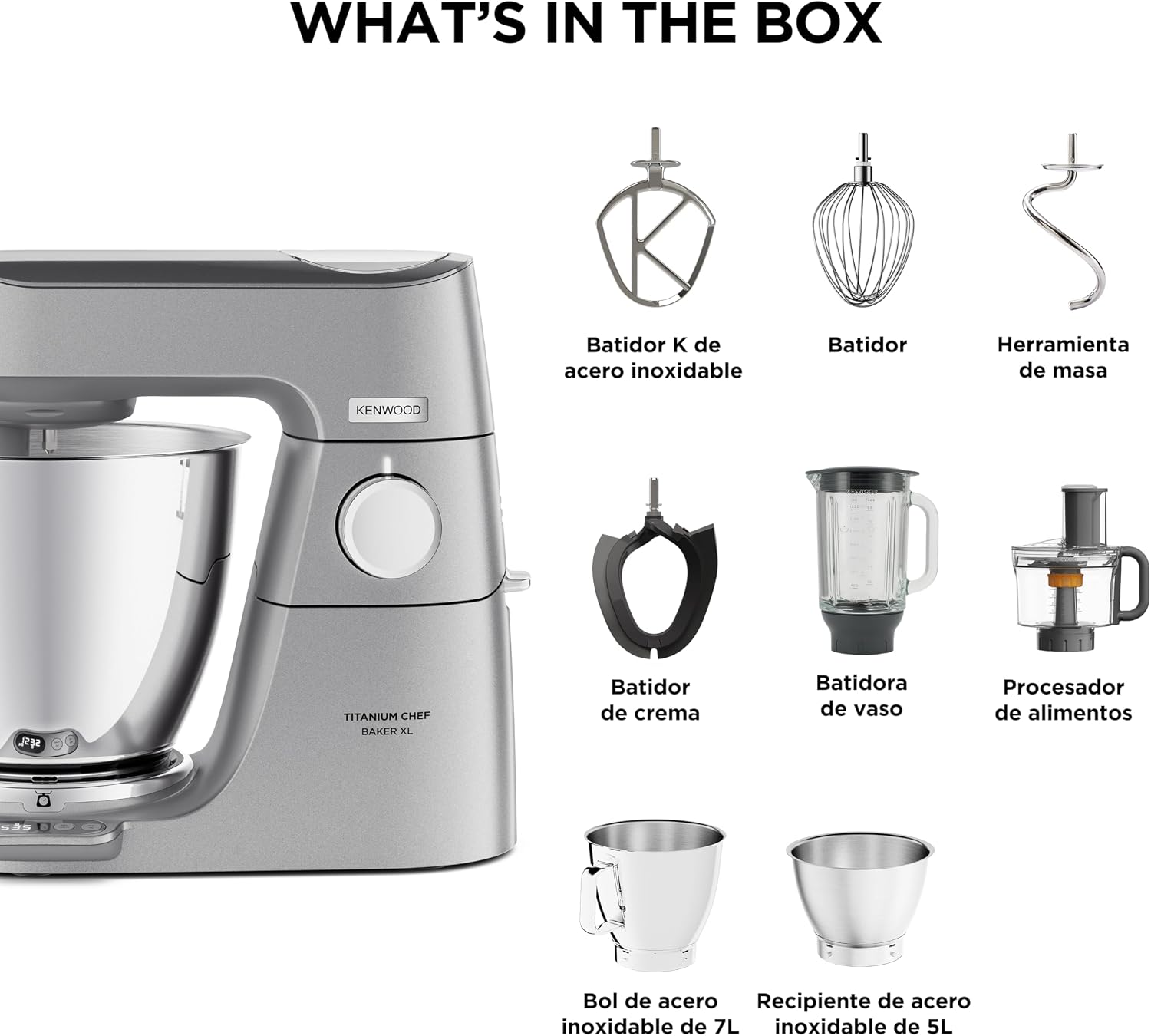 Thumbnail 6 de Kenwood Titanium Chef Baker XL KVL85.424SI Küchenmaschine mit integrierter Waage und Patisserie-Set (7 L & 5 L)