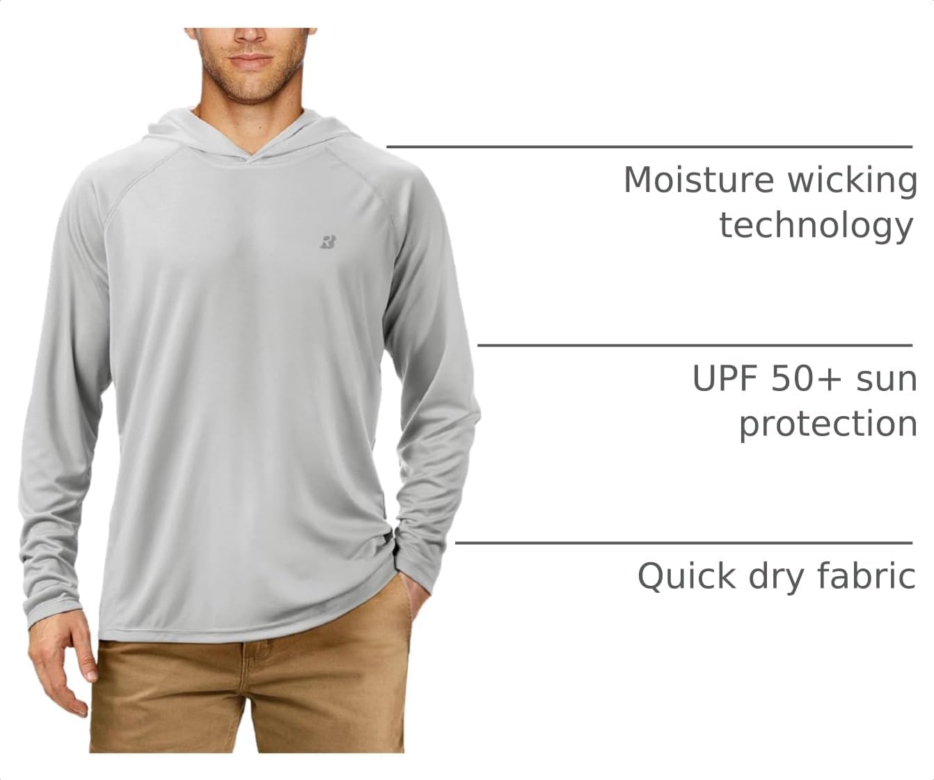Detalle de Roadbox UPF 50+ Long-Sleeve Fishing Hoodie for Men