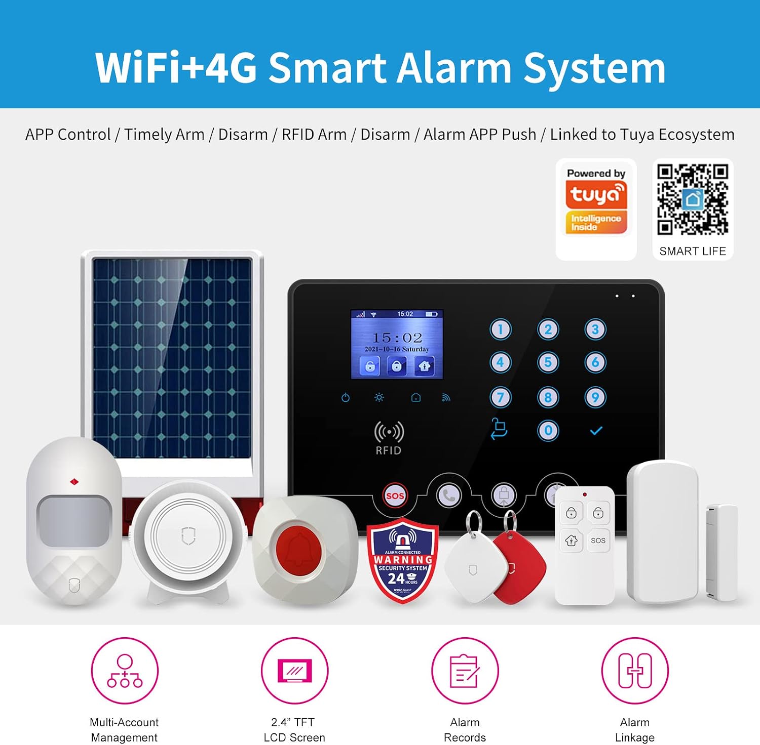 Thumbnail 3 de Wolf Guard W4Q-X WiFi 4G kit sistema di allarme antifurto per casa, app Smart Life e controllo remoto