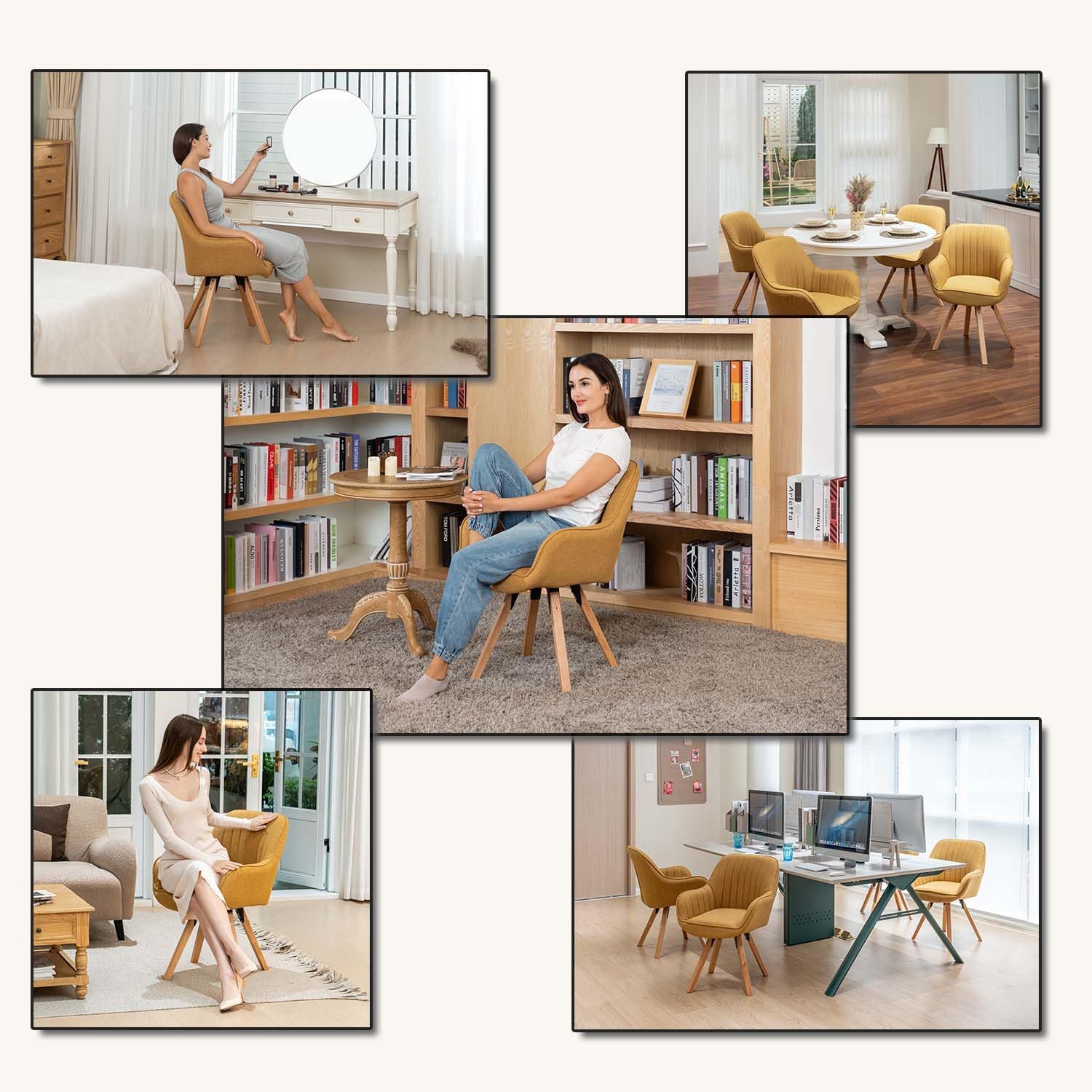 Detalle 2 de MEUBLE COSY sedia girevole 360° imbottita con braccioli e schienale per pranzo, ufficio e toeletta