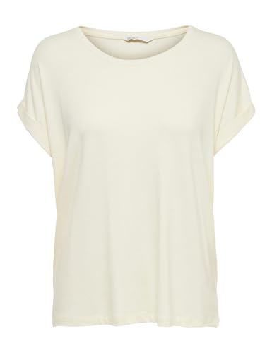 Detalle de ONLY ONLMOSTER S/S O-Neck TOP NOOS JRS – Damen T‑Shirt mit Umschlagbündchen