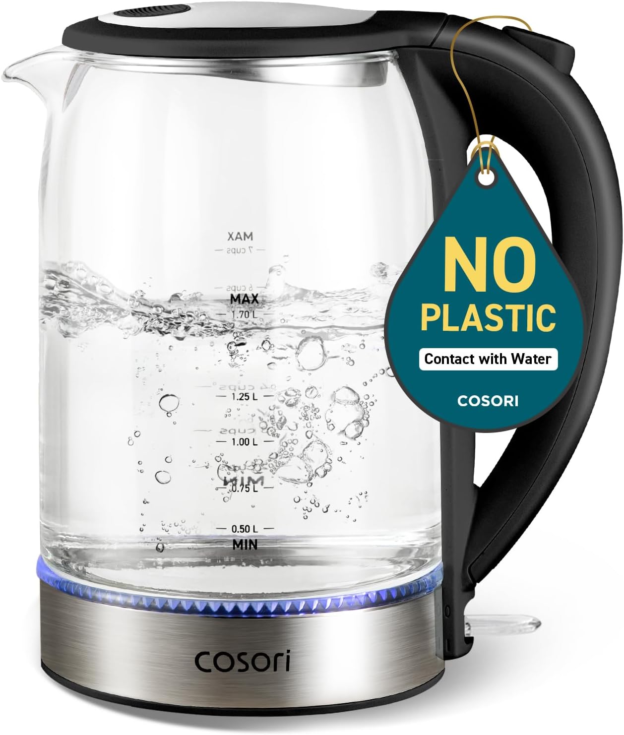 Detalle de Cosori CGK-G173-KCA Glass Electric Kettle, 1.7 L, 1500 W