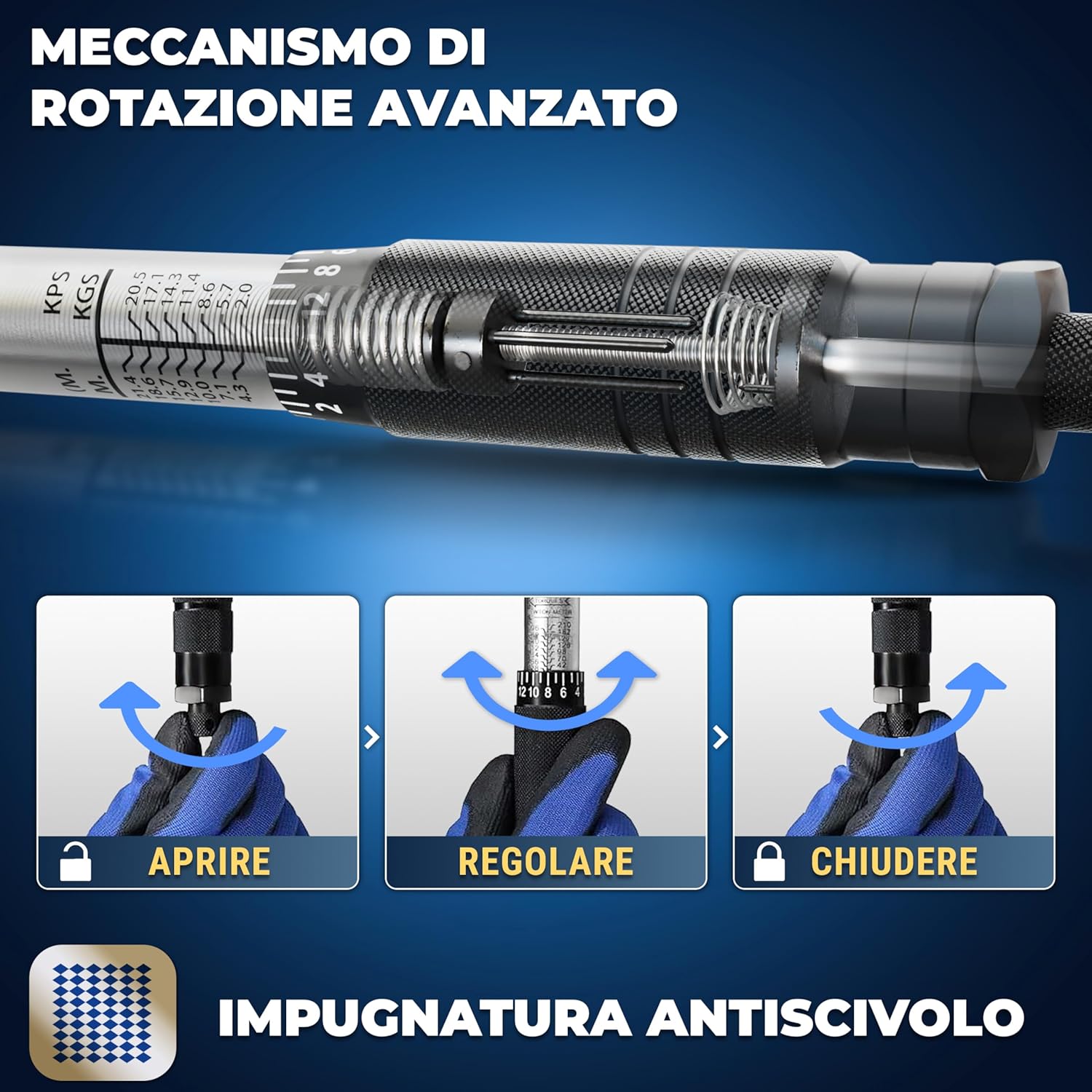 Thumbnail 4 de S&R Chiave Dinamometrica Auto 1/2 — Set completo 28–210 Nm con prolunga e bussole 17/19/21 mm (47,5 cm) in custodia