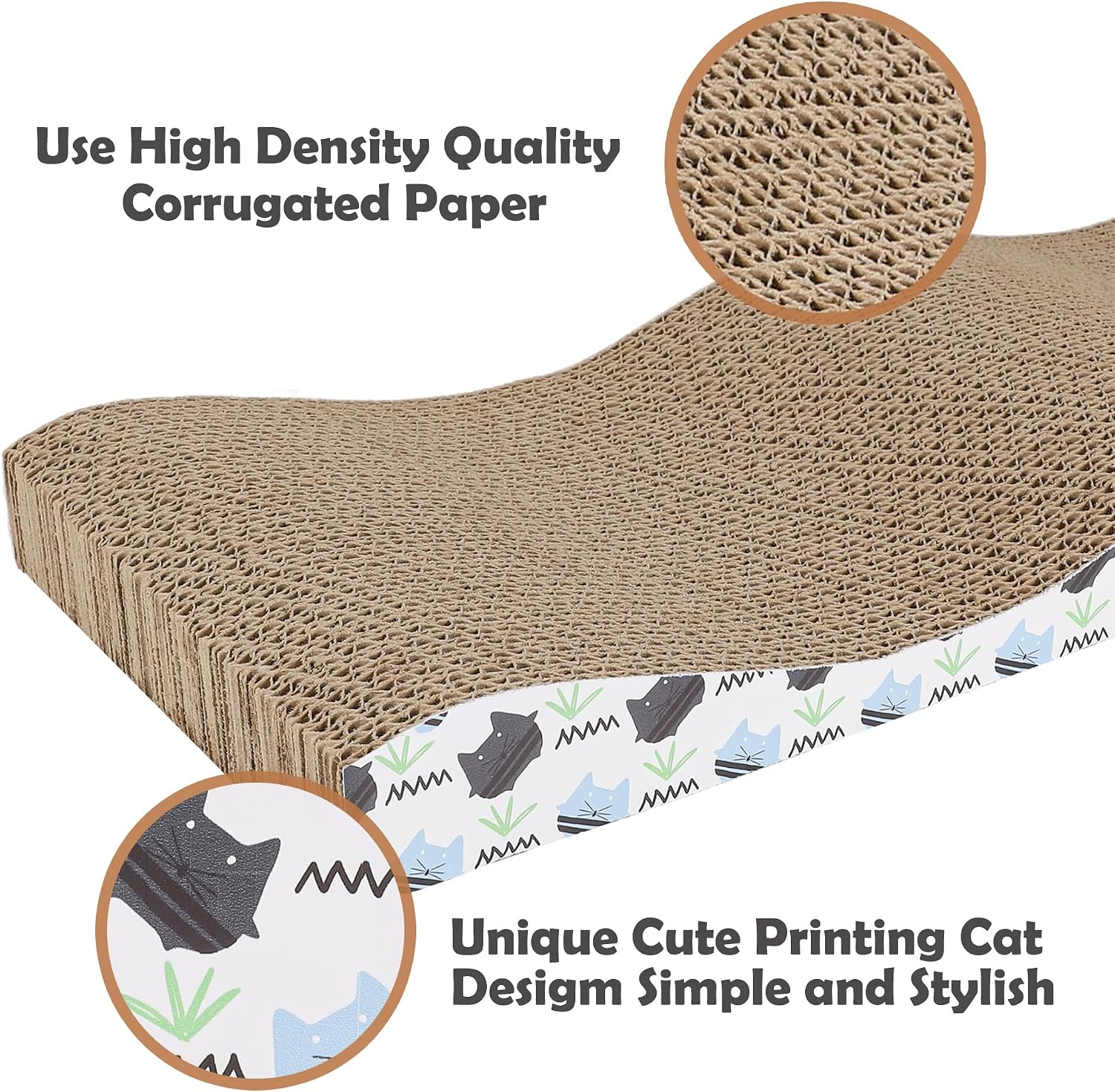 Thumbnail 3 de OMATSBEH 2 Pack Cat Scratcher Pad & Board – Cardboard Nest & Sleeping Scratcher (Grey)