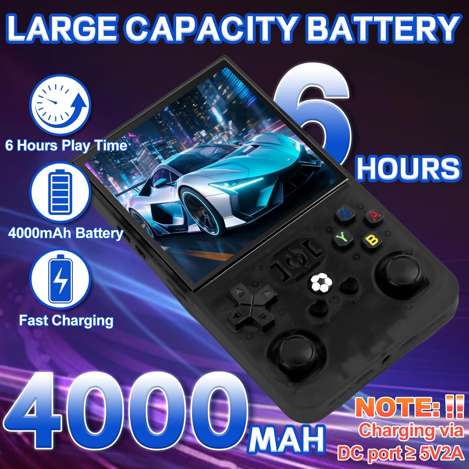 Thumbnail 3 de Rhesusco R36MAX Handheld Game Console (4.0-inch IPS screen) with 22,000+ Classic Games, 128G TF Card, 4000mAh Battery - Black