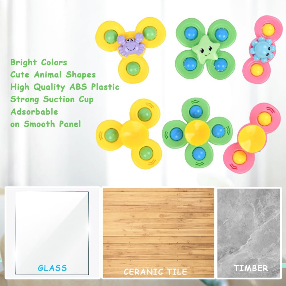 Thumbnail 3 de Ainiv 3PCS Suction Cup Spinner Toy set for toddlers (1+ years) with rattle and rotating blades