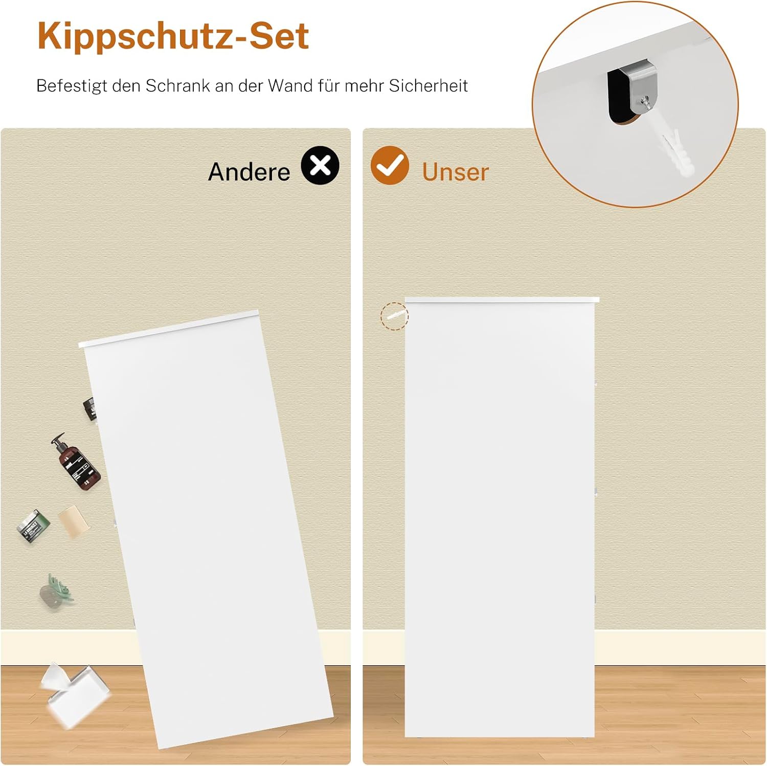 Thumbnail 5 de TEENFON DGX009W 6-Drawer Chest of Drawers, White, 107 x 35 x 75.5 cm