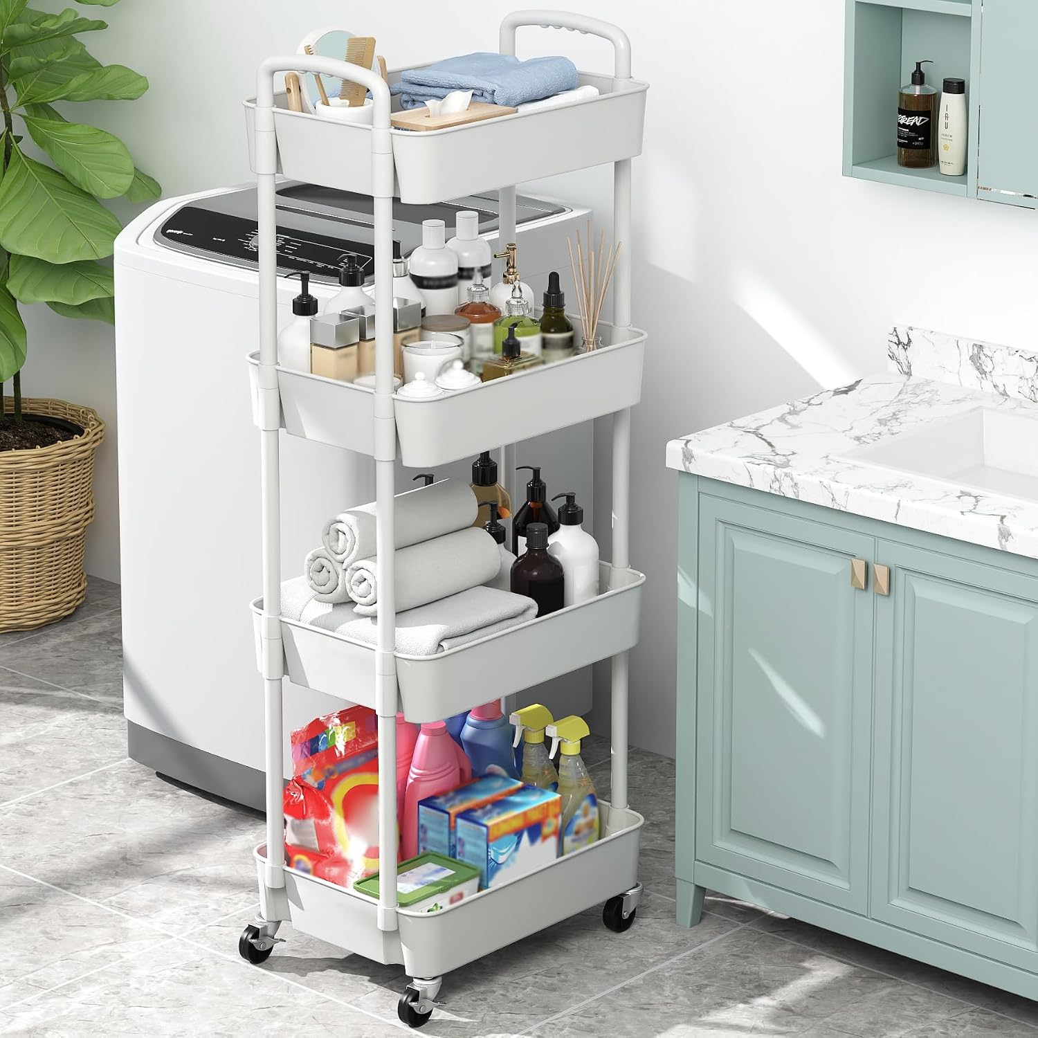 Detalle 2 de Sywhitta 4-Tier Rolling Utility Cart