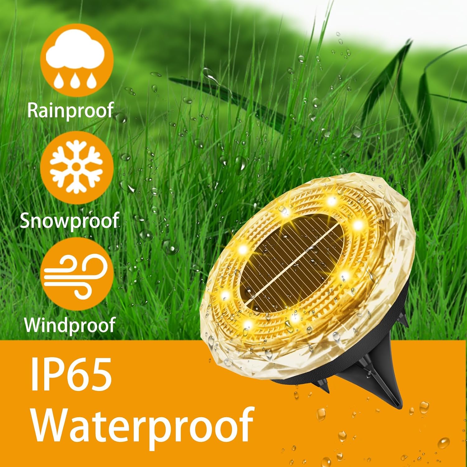 Detalle de YIFMOO solarne lampy ogrodowe, zestaw 8 szt., 8 LED, ciepła biel, IP65