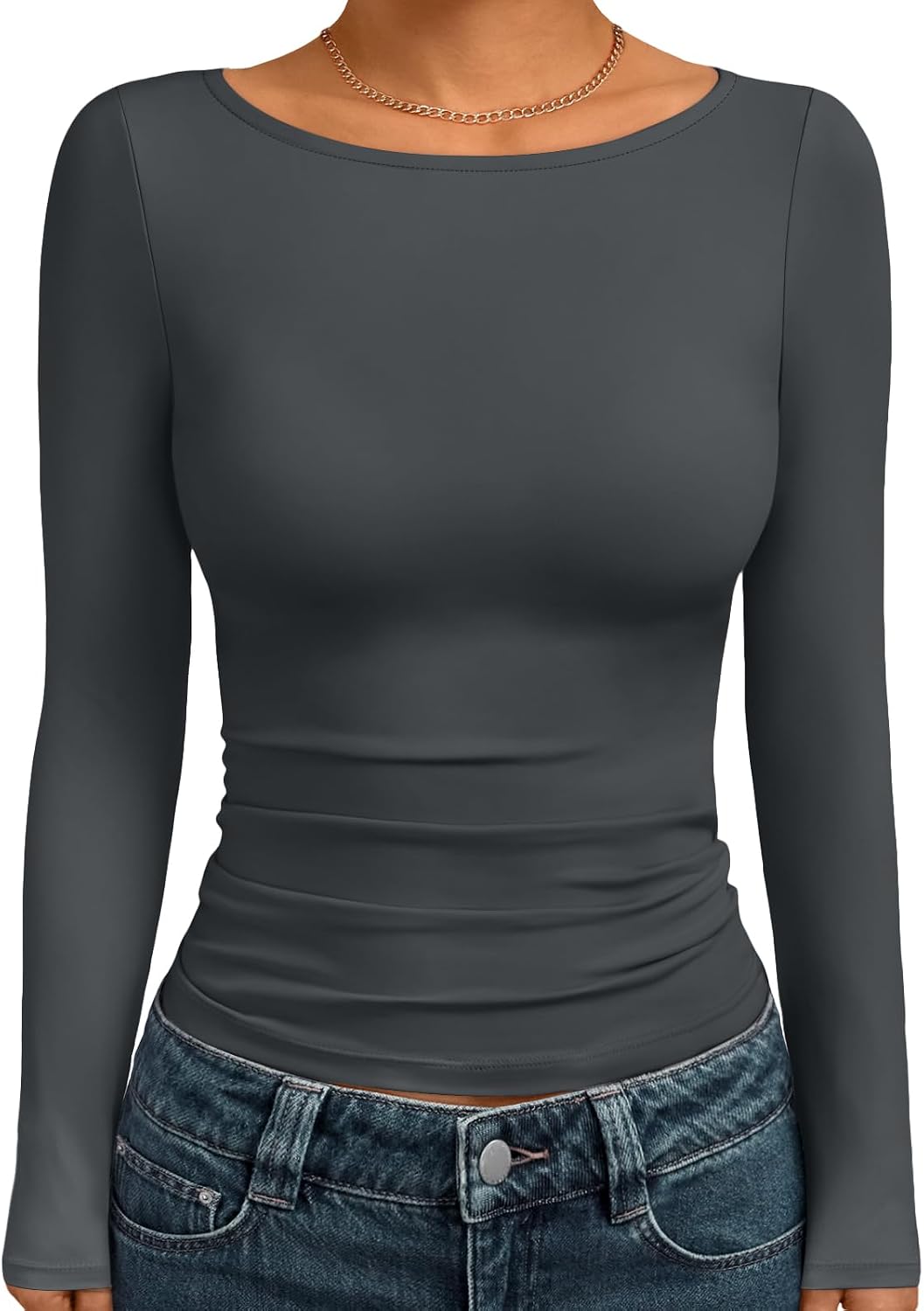 Detalle de Trendy Queen Boat Neck Long Sleeve Top