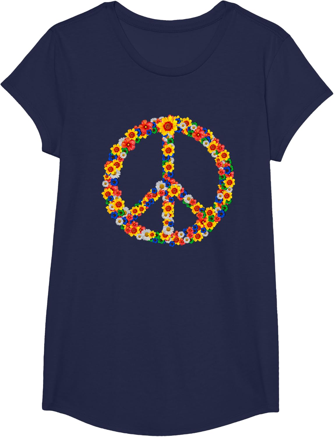 Detalle de Peace Love Tenue Hippie Flower Power des années 60 et 70 – T-Shirt