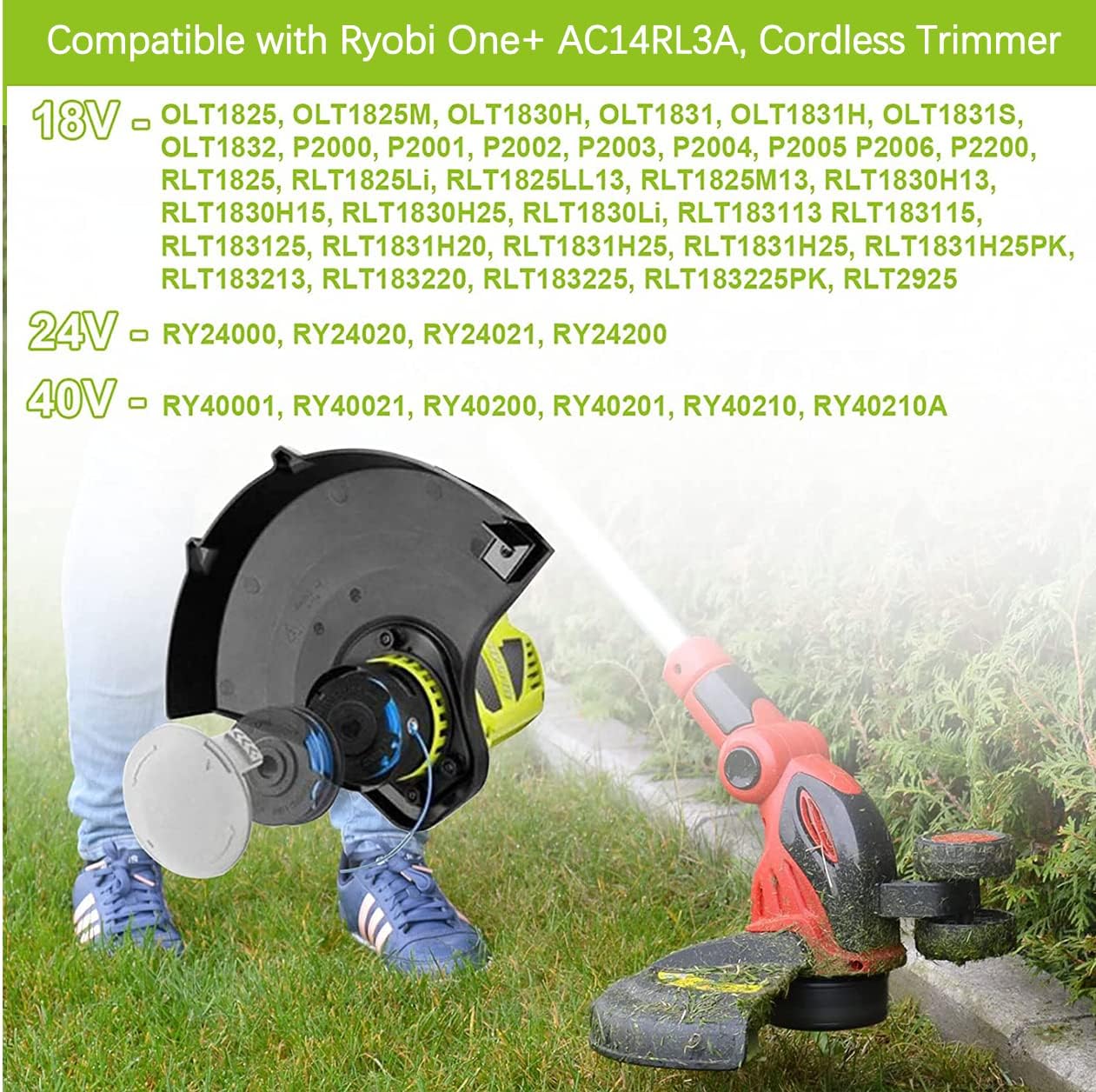 Thumbnail 4 de MOECSHSY Strimmer Spool & 1.6mm Double Autofeed line for Ryobi ONE+ (compatible replacement, 4-pack)