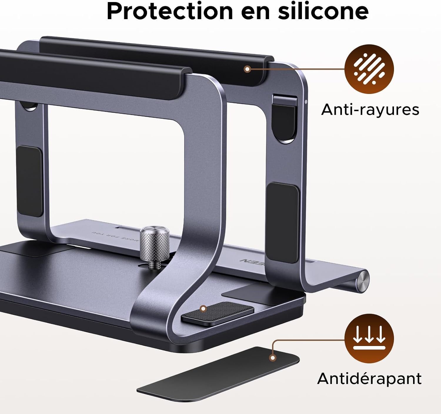 Detalle de UGREEN Support Ordinateur 2 en 1: Levage vertical et horizontal en aluminium pour laptop et tablette