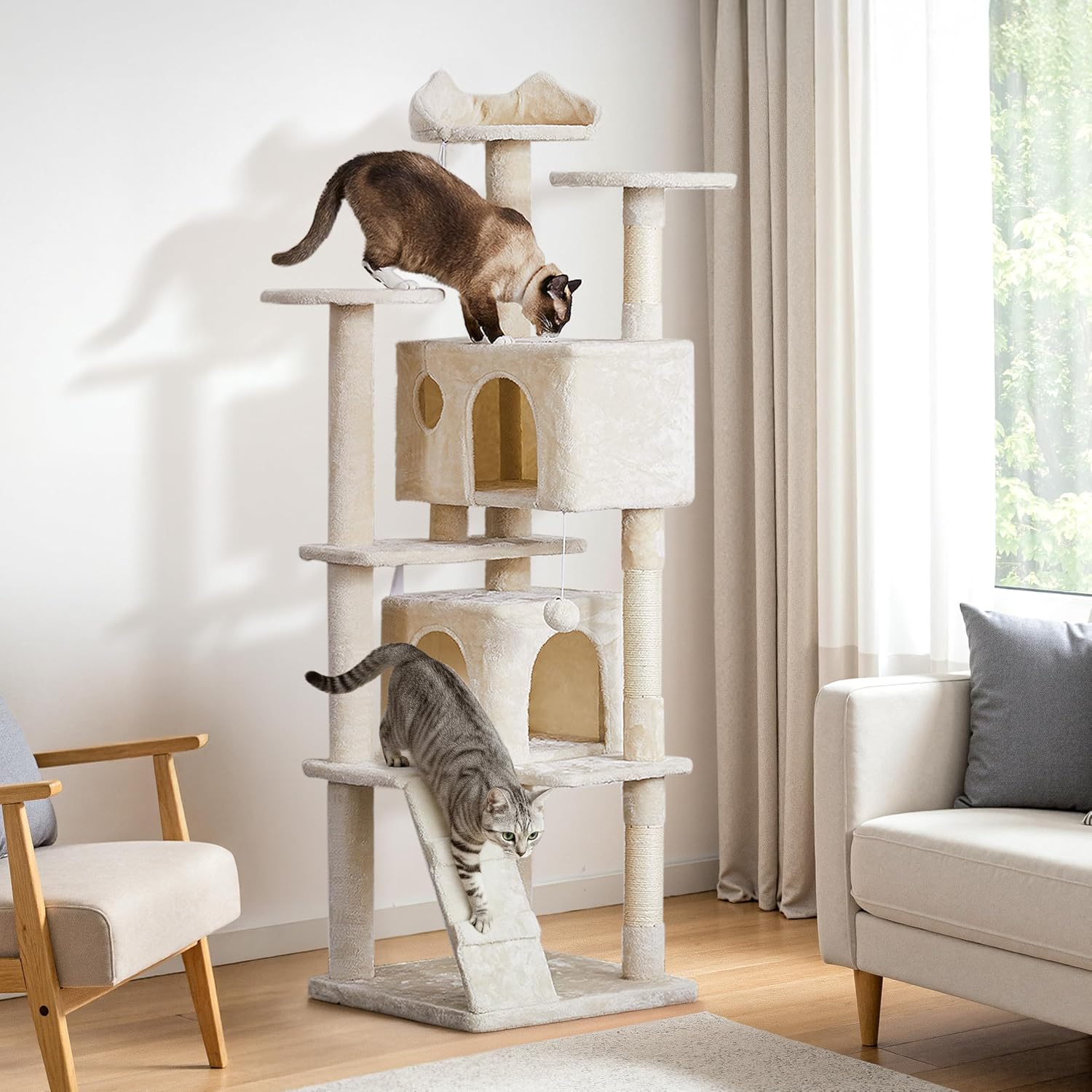 Detalle de Yaheetech Arbre à Chat 178 cm pour 3–4 chats
