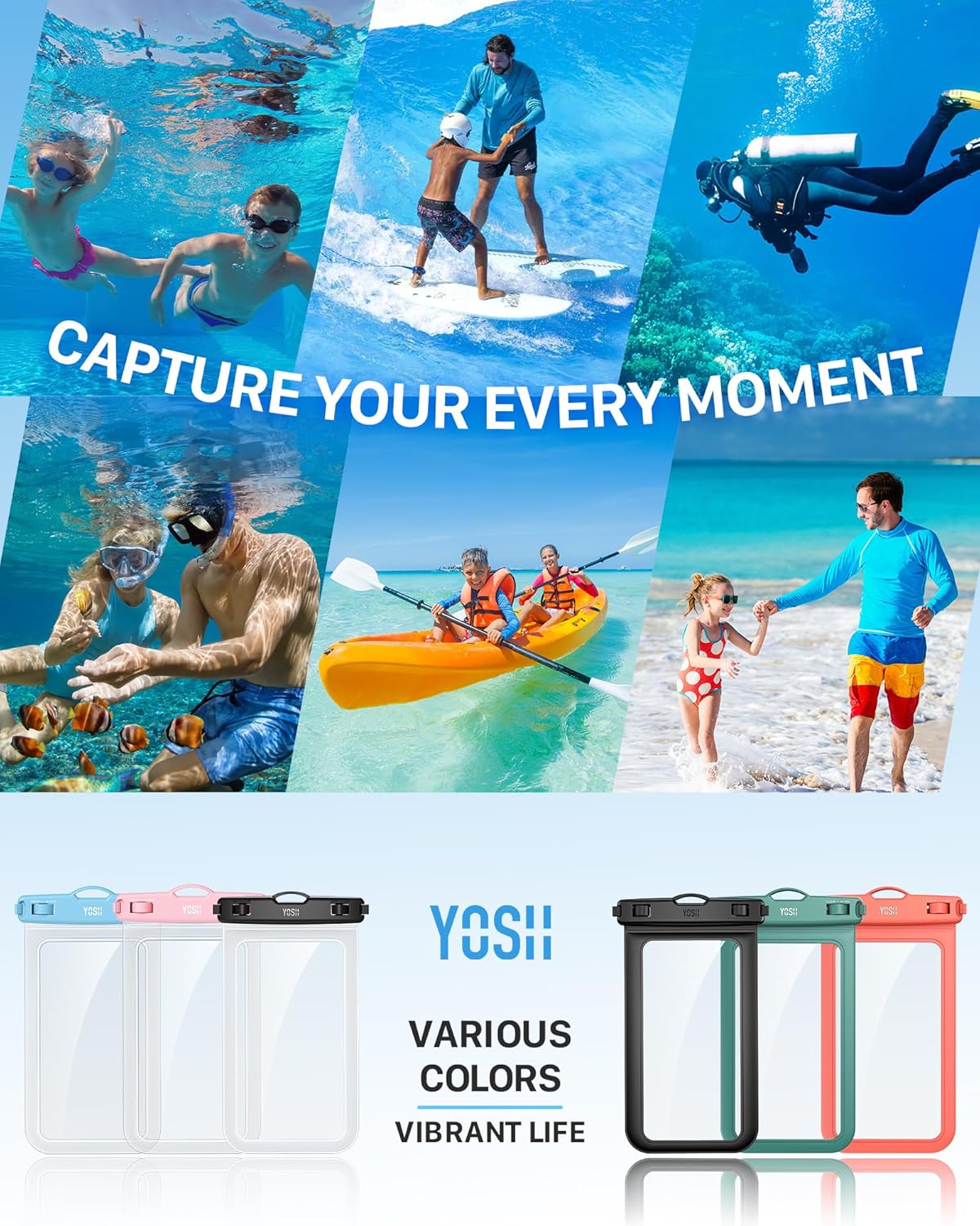 Thumbnail 6 de YOSH wasserdichte Handyhülle 7,0 Zoll – 2 Stück, IPX8 Unterwasserhülle kompatibel mit iPhone 17/16/15 Pro Max, Samsung S24/S23 Ultra, Xiaomi 17/15