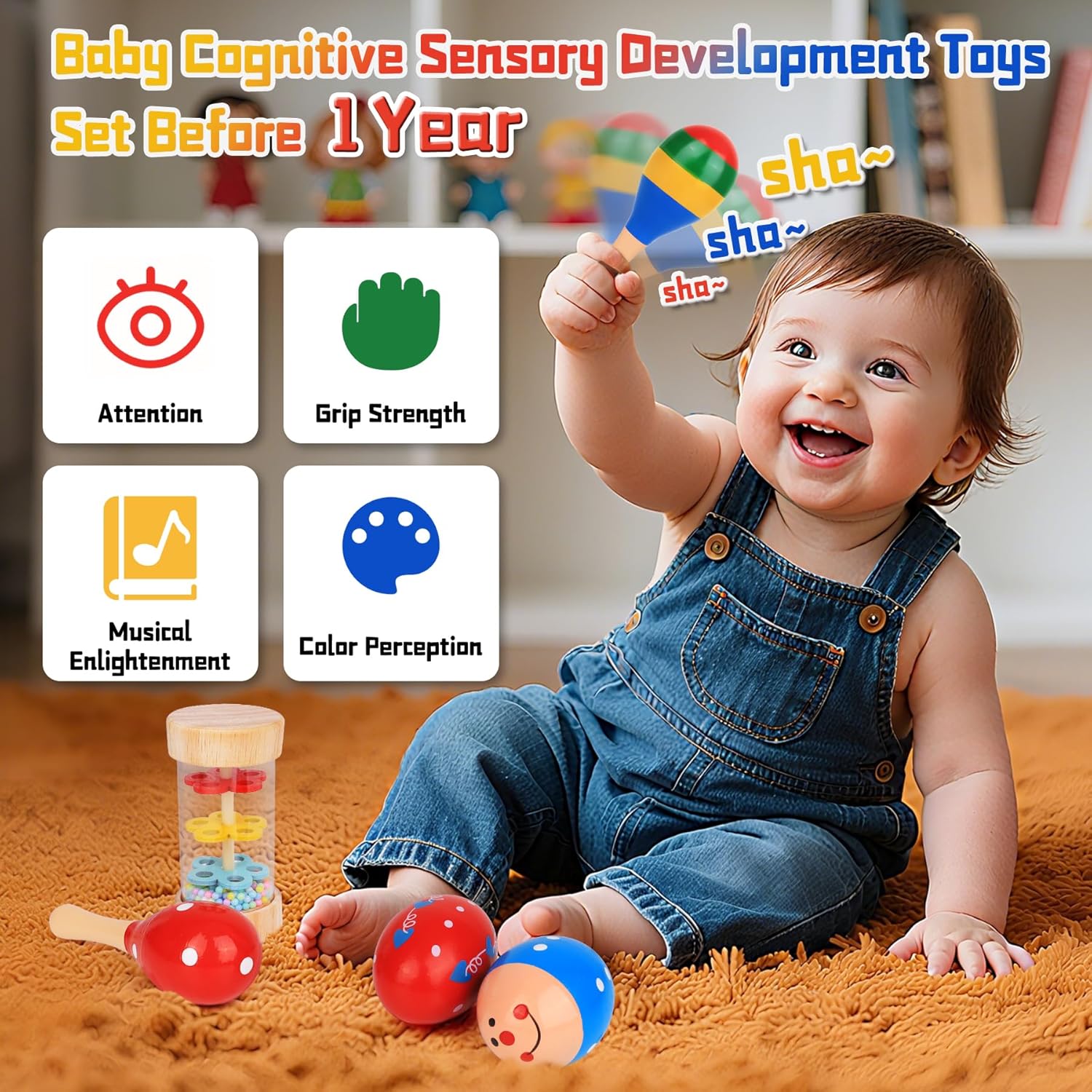 Thumbnail 2 de Baby wooden musical toys set of 5