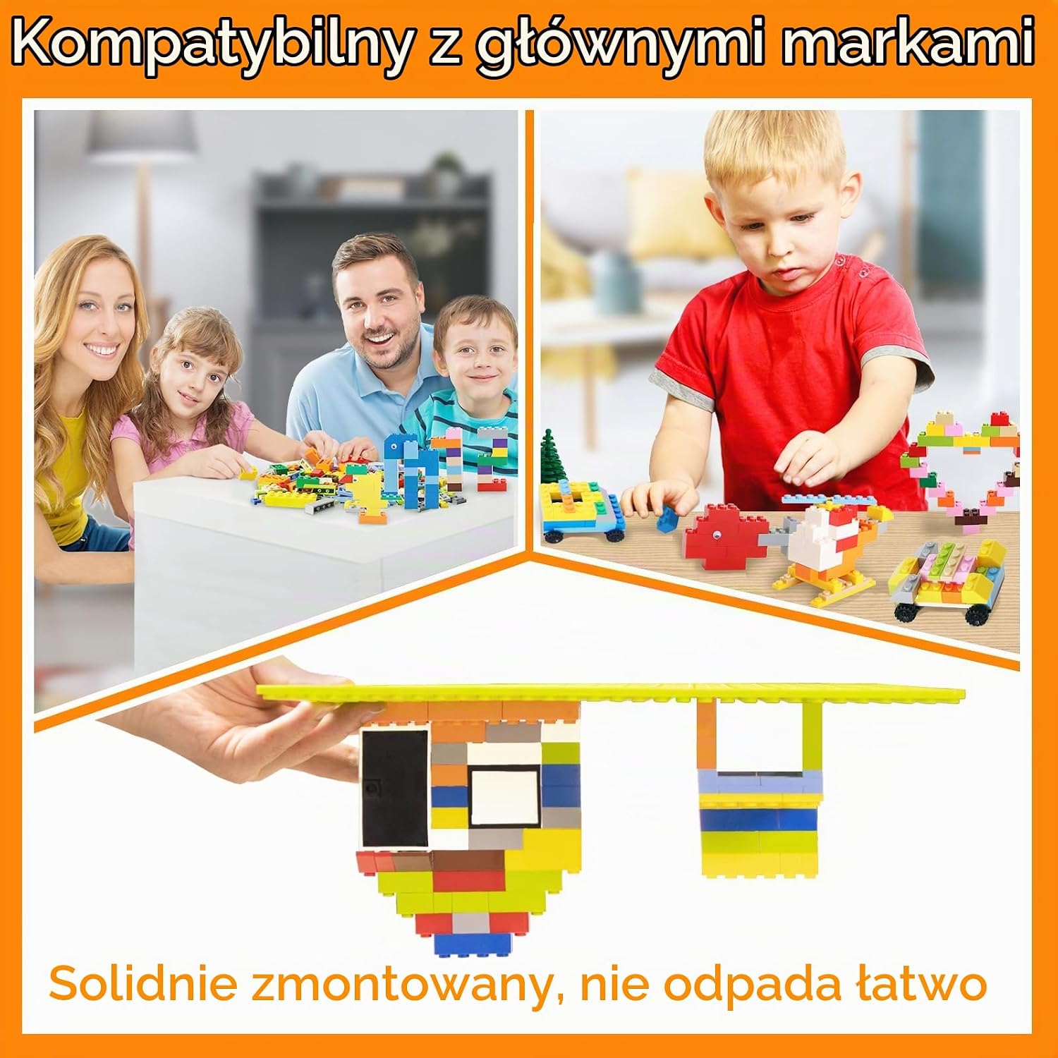 Detalle de Cabeeskii 1560 klocków konstrukcyjnych z drzwiami, oknami, kołami i płytami