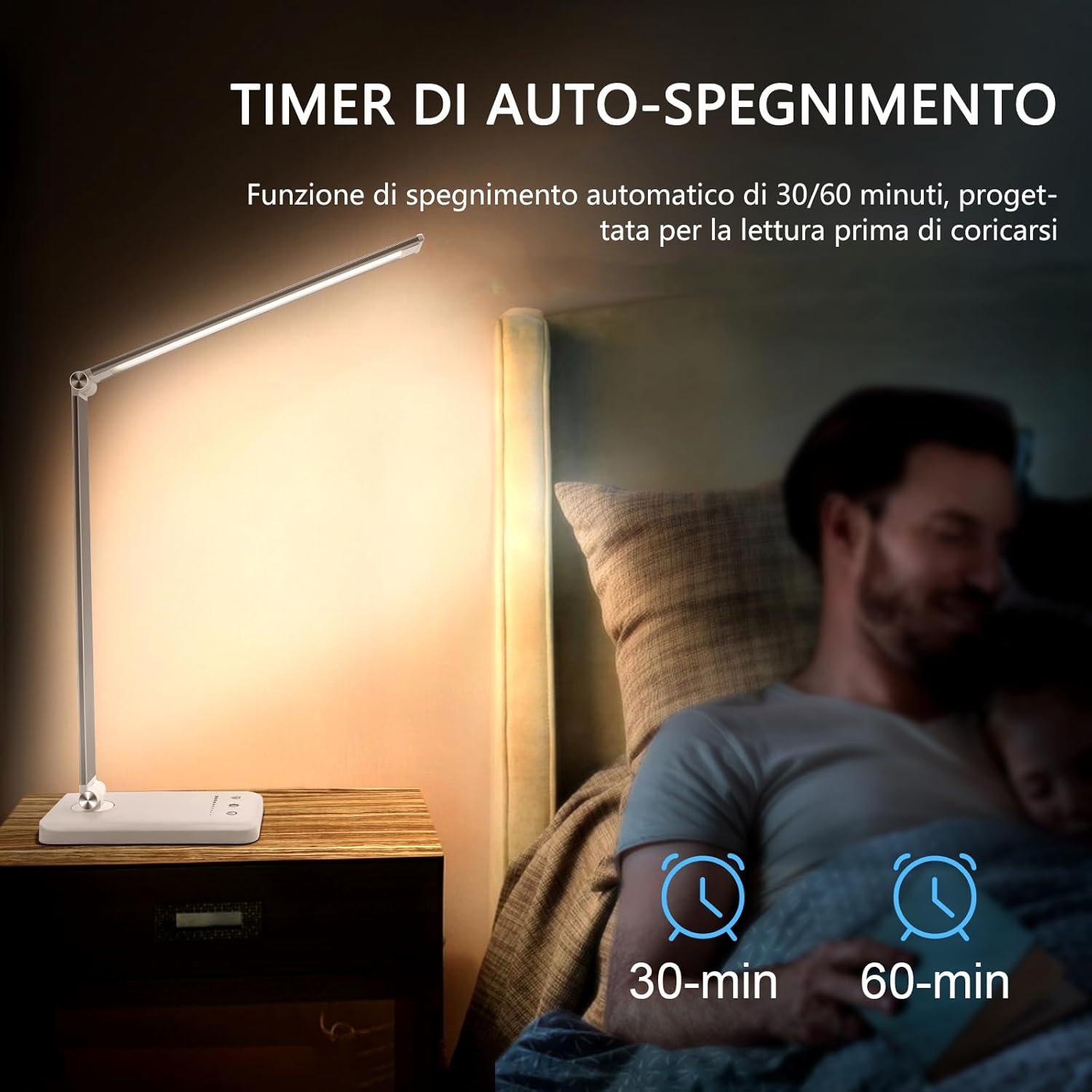 Detalle 2 de LENDOO Lampada da scrivania LED ricaricabile 10 livelli