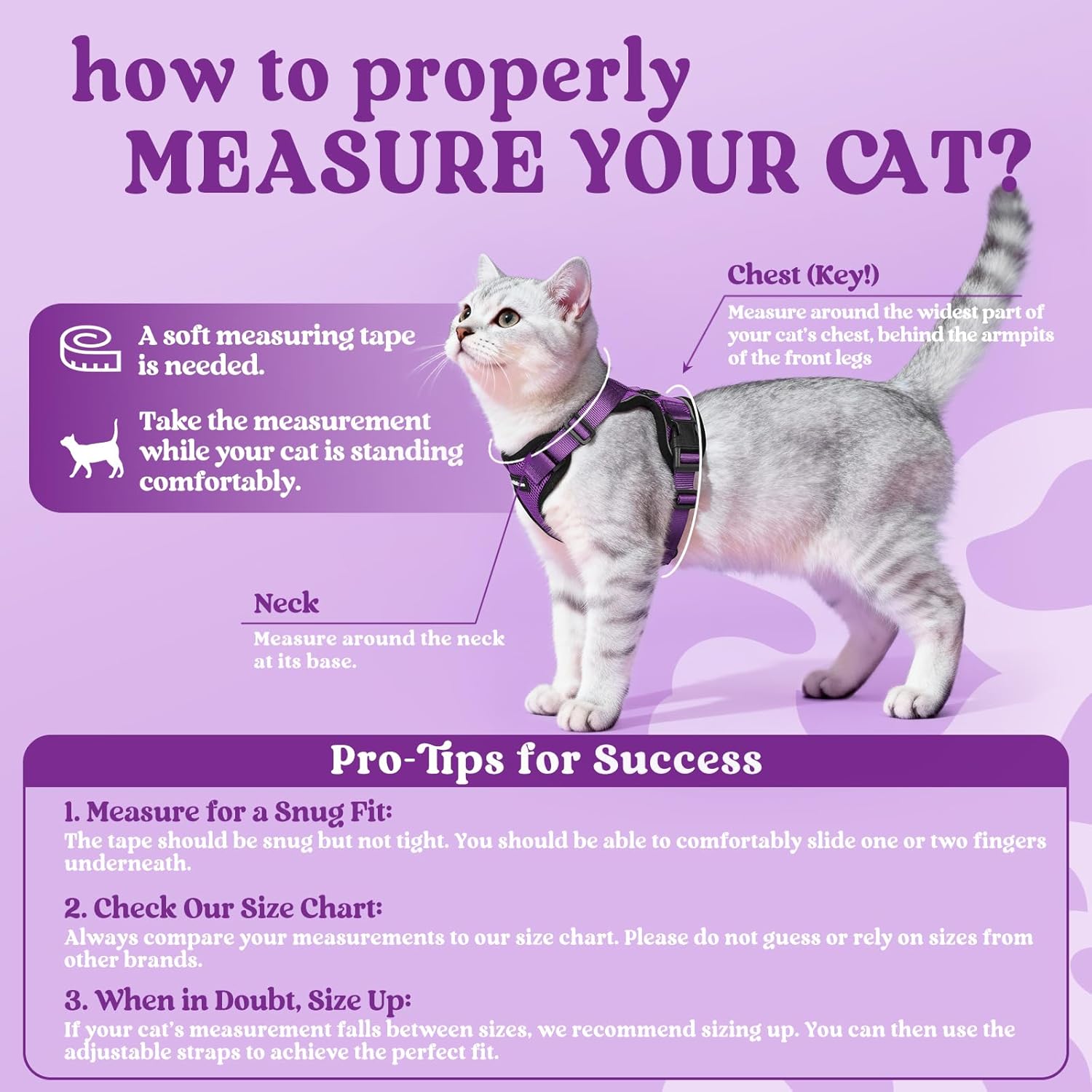 Detalle de rabbitgoo Cat Harness and Lead Set (XXS, Purple) – Escape-Proof and Reflective for Kittens and Small Cats