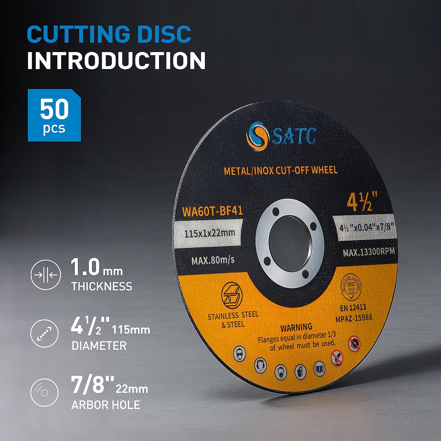 Detalle de S SATC 403 Cut-Off Wheels, 4.5-Inch, 0.040-Inch, 50-Pack