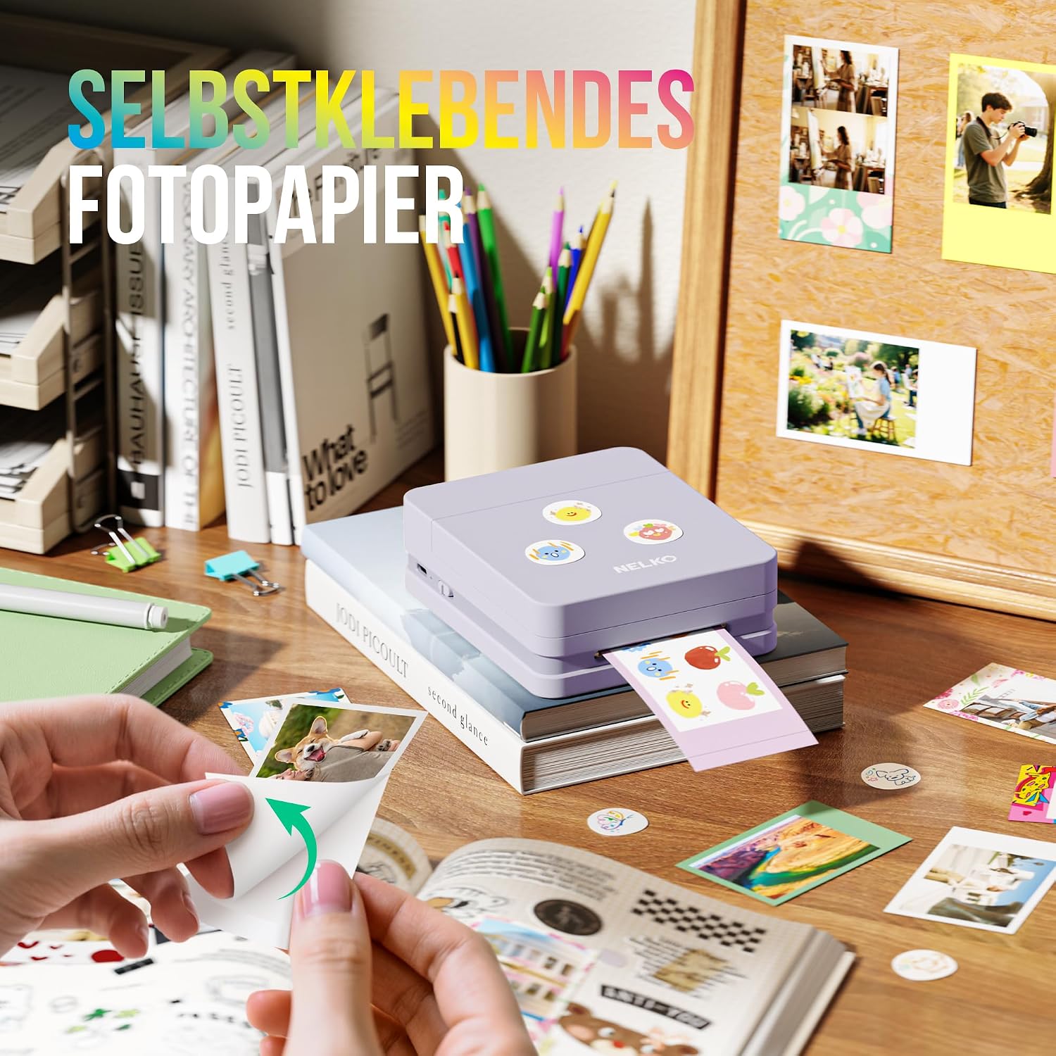 Thumbnail 6 de Nelko Fotodrucker PP01 – Tragbarer Mini-Fotodrucker mit 20 Blatt Klebe-Fotopapier und AI-App