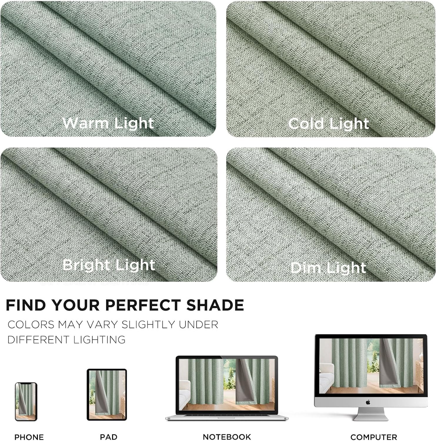Detalle 2 de Joydeco Blackout Thermal Lined Curtains 52x84 Inch – 2 Panels
