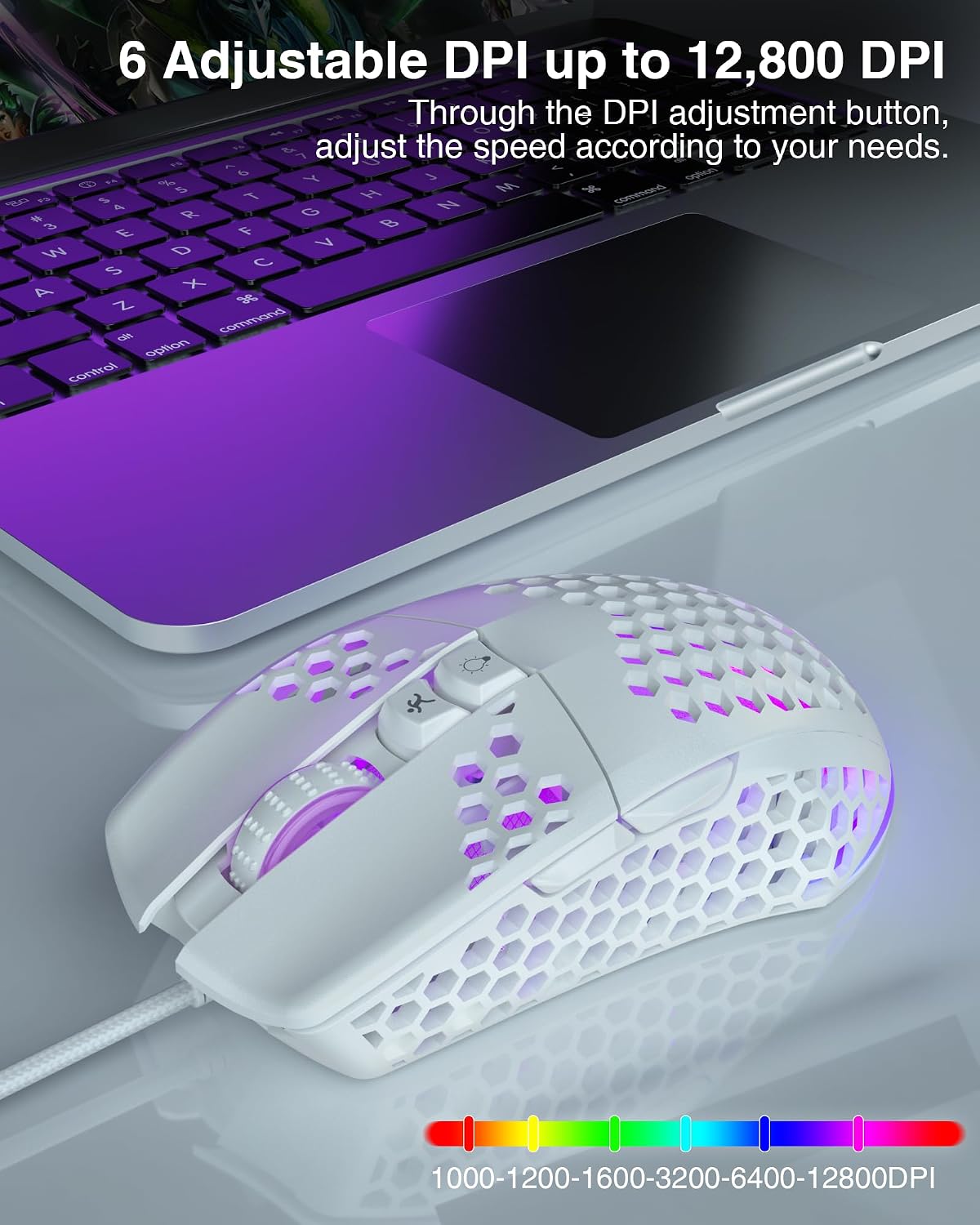 Detalle de SOLAKAKA SM900 Wired Gaming Mouse, 12800 DPI, RGB, Programmable Buttons