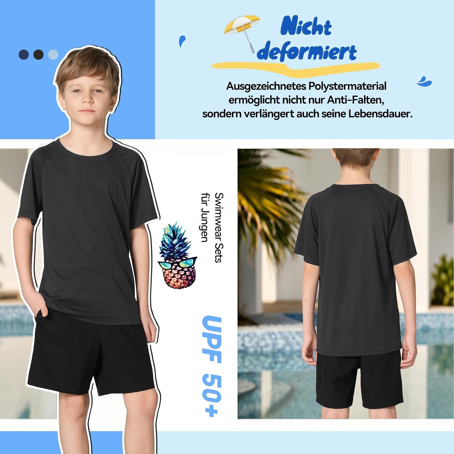 Detalle de Fengzio Maglietta UV Bambino UPF 50+ - Rash Guard a Maniche Raglan, 4–12 Anni