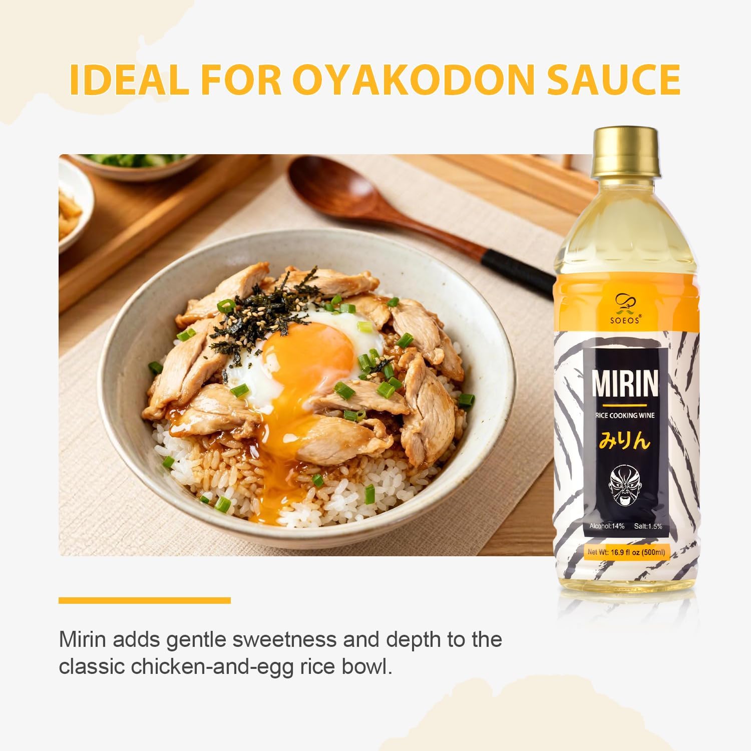 Detalle 2 de Soeos Mirin Japanese Cooking Wine, Sweet Rice Seasoning, 16.9 fl oz