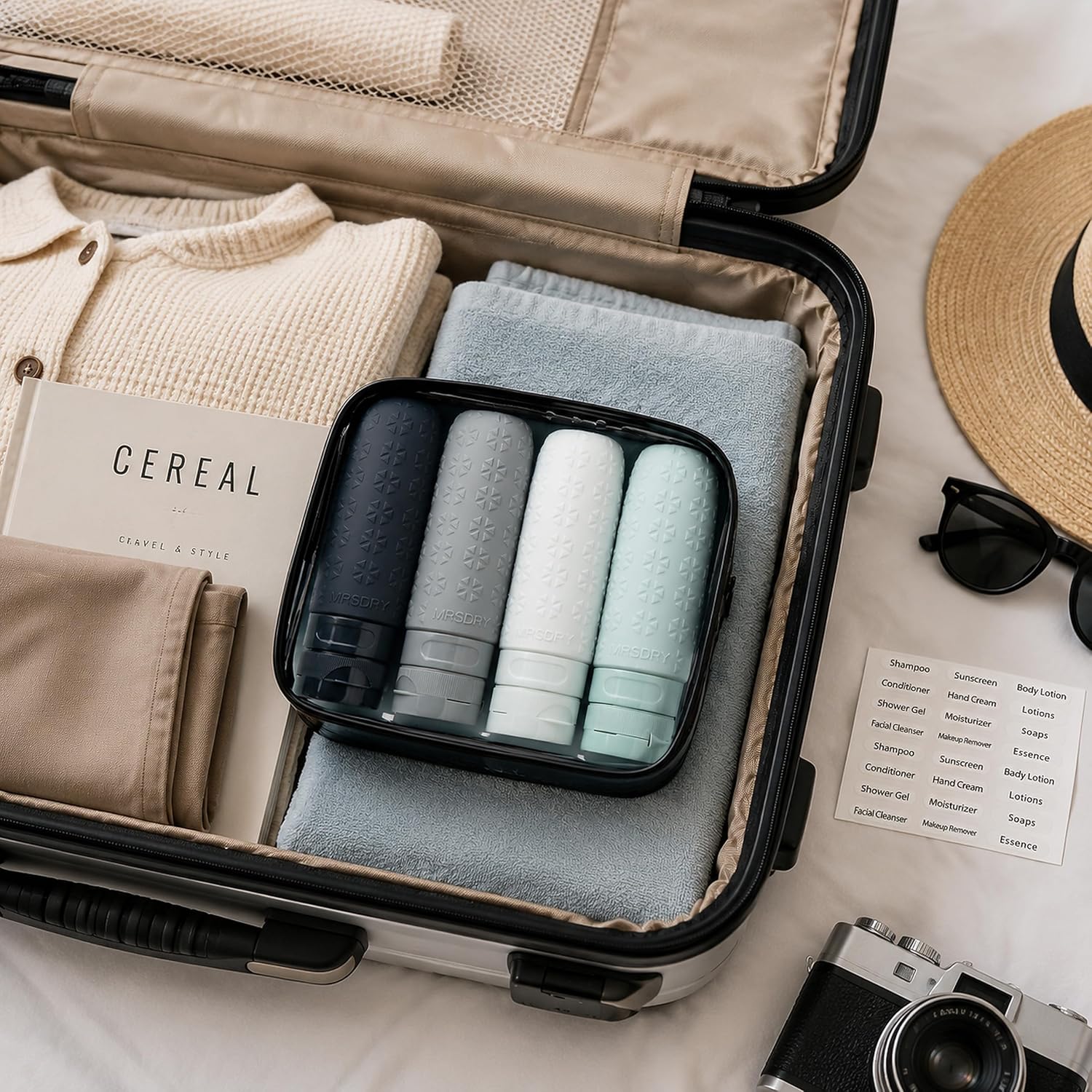 Detalle 2 de Mrsdry Travel Bottles, 3 oz Silicone Squeeze Bottles, TSA-Approved 4-Pack