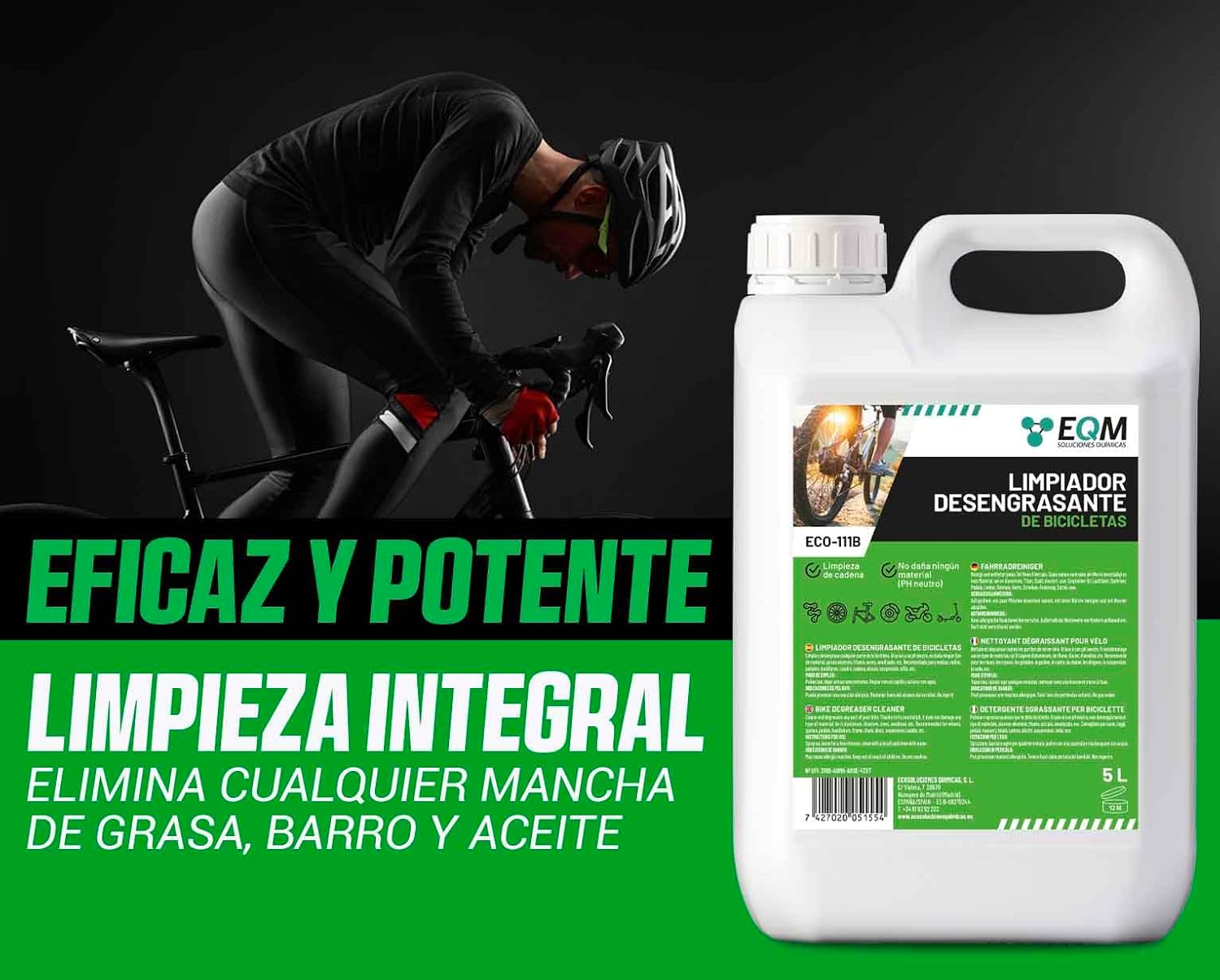 Detalle 2 de EQM ECO-111B Desengrasante Neutro para Bicicleta, 5L