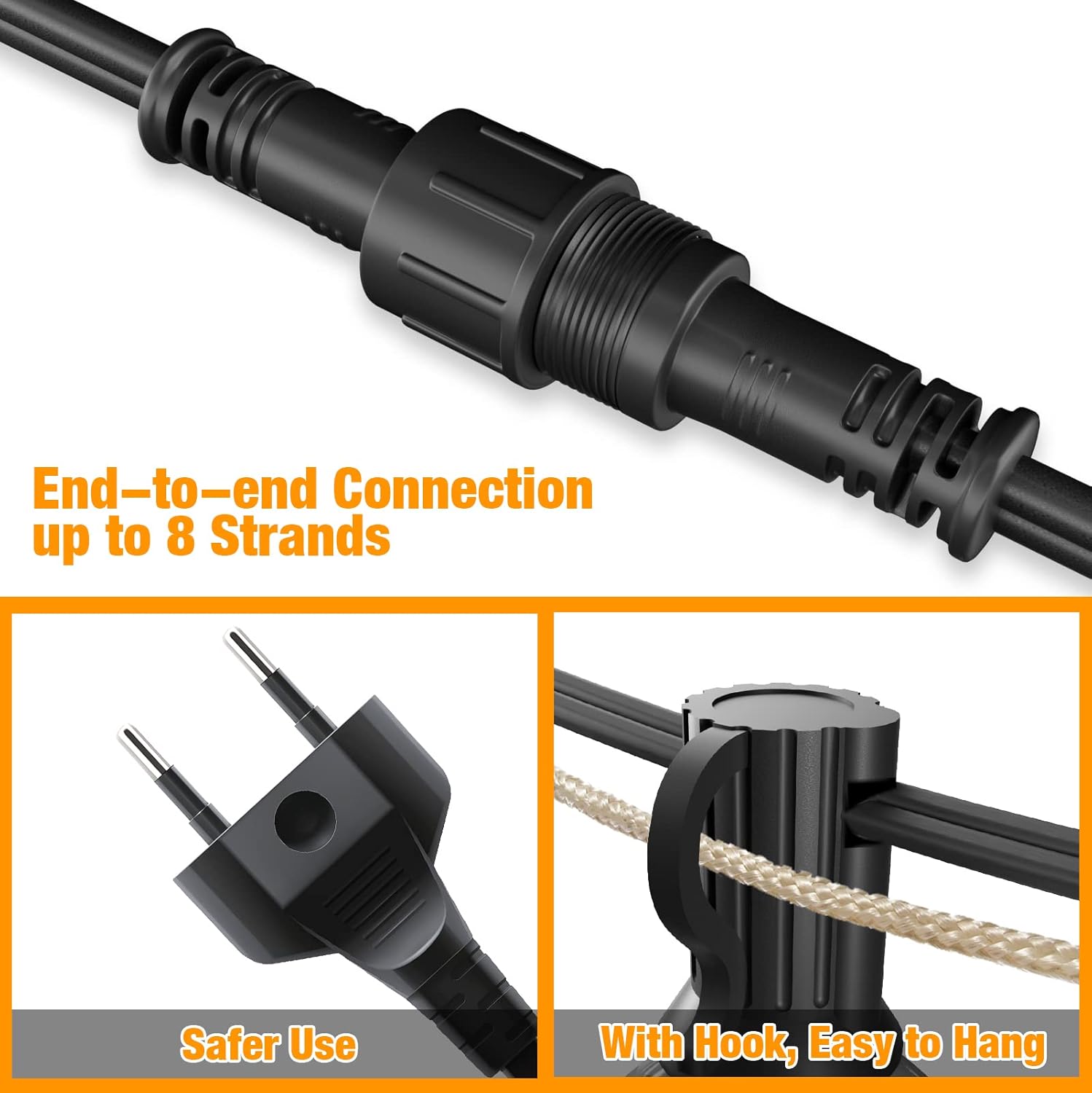 Thumbnail 3 de SUWIN Catena luminosa da esterno da 45 m con lampadine LED, impermeabile IP45