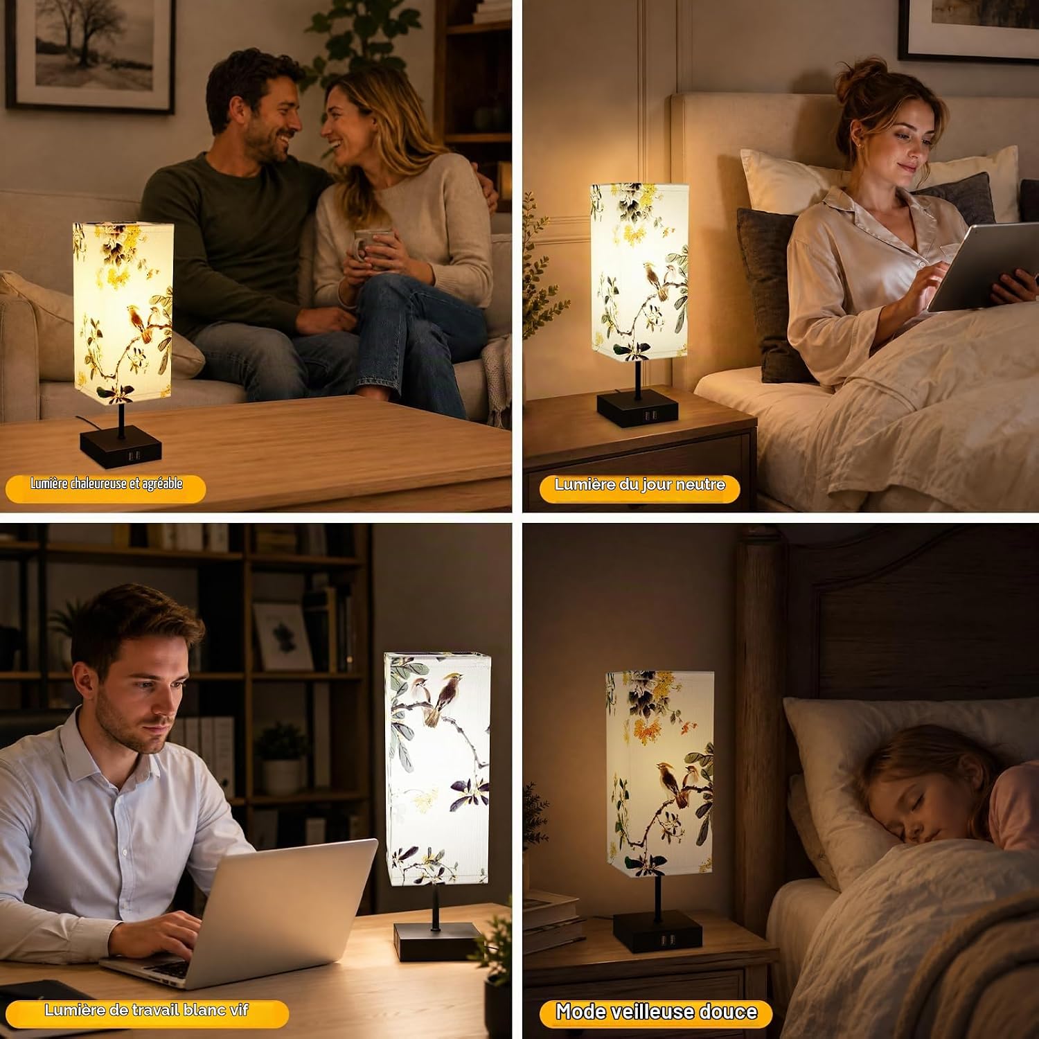 Thumbnail 6 de Yeeklab lampe chevet tafellamp met touchscreen, 2 USB-poorten en 3 lichtkleuren