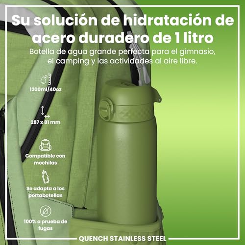 Detalle 2 de ION8 Botella Agua Inox 1 L verde caqui 🚰