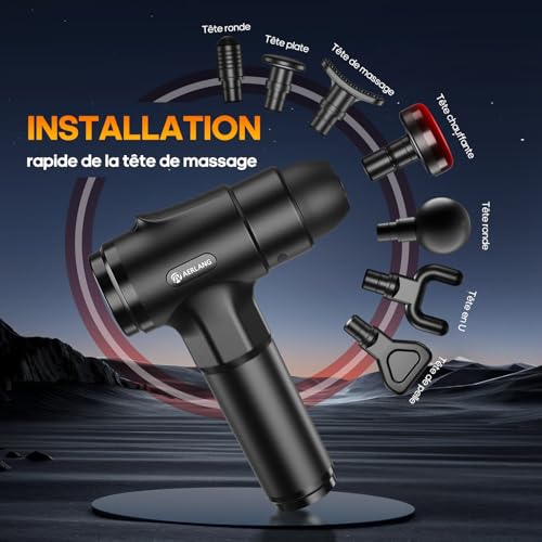 Detalle 2 de Pistolet de Massage AERLANG avec Chaleur – Massage musculaire silencieux et portable