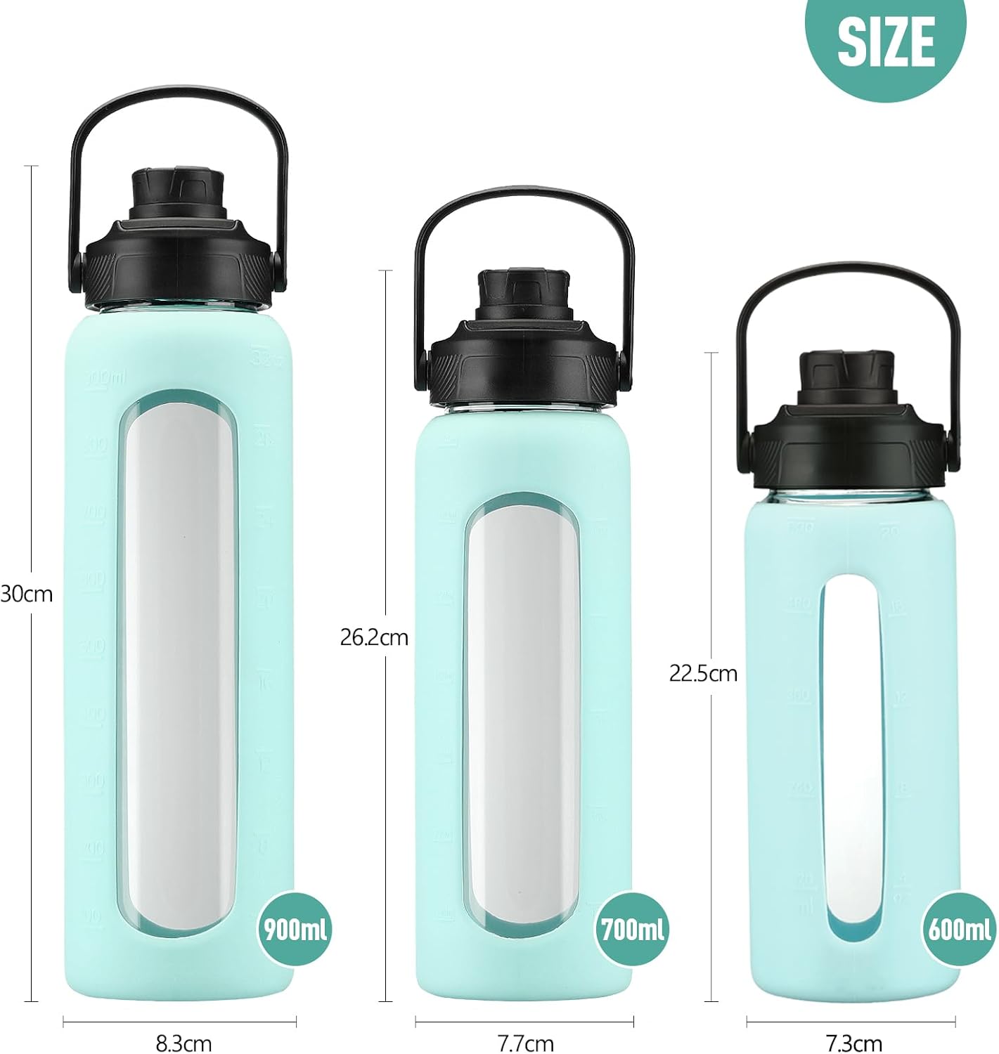Thumbnail 3 de BLUEGO 600ml Glass Water Bottle with Straw and 2 Lids – Borosilicate Glass Tumbler for Everyday Beverages